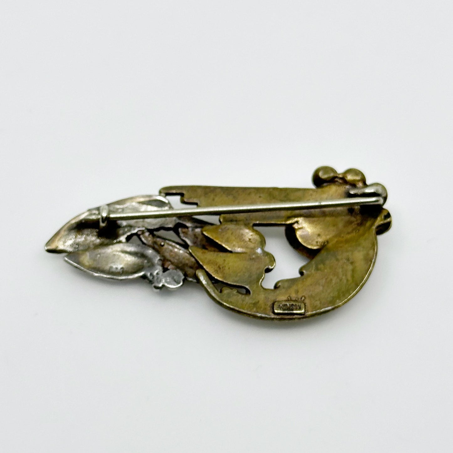 Vintage Kosmimi sterling silver & brass rhinestone brooch - GM193