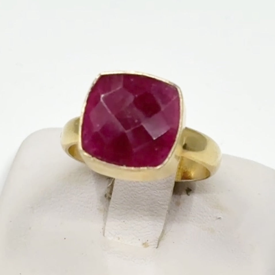 Gold Vermeil sterling silver ruby ring - GM209