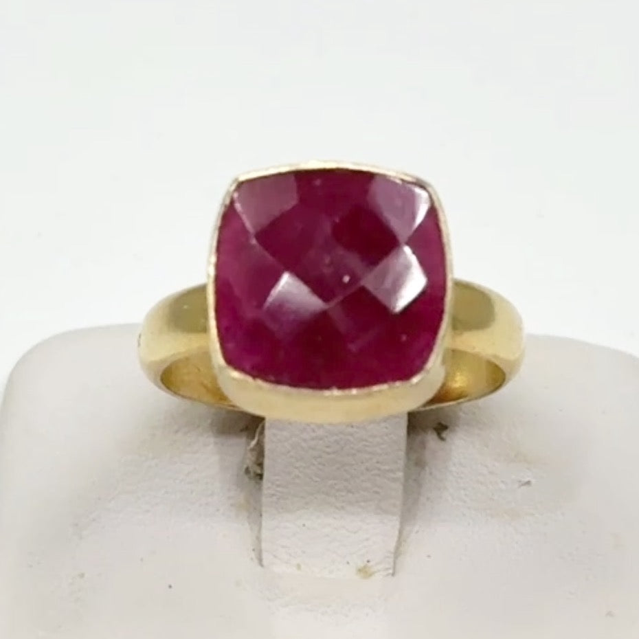 Gold Vermeil sterling silver ruby ring - GM209