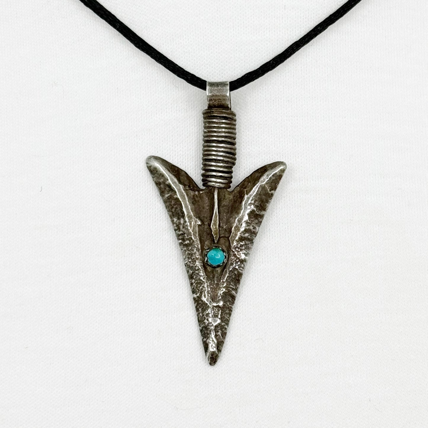 Navajo Wilson Padilla sterling silver turquoise arrowhead pendant - GM197