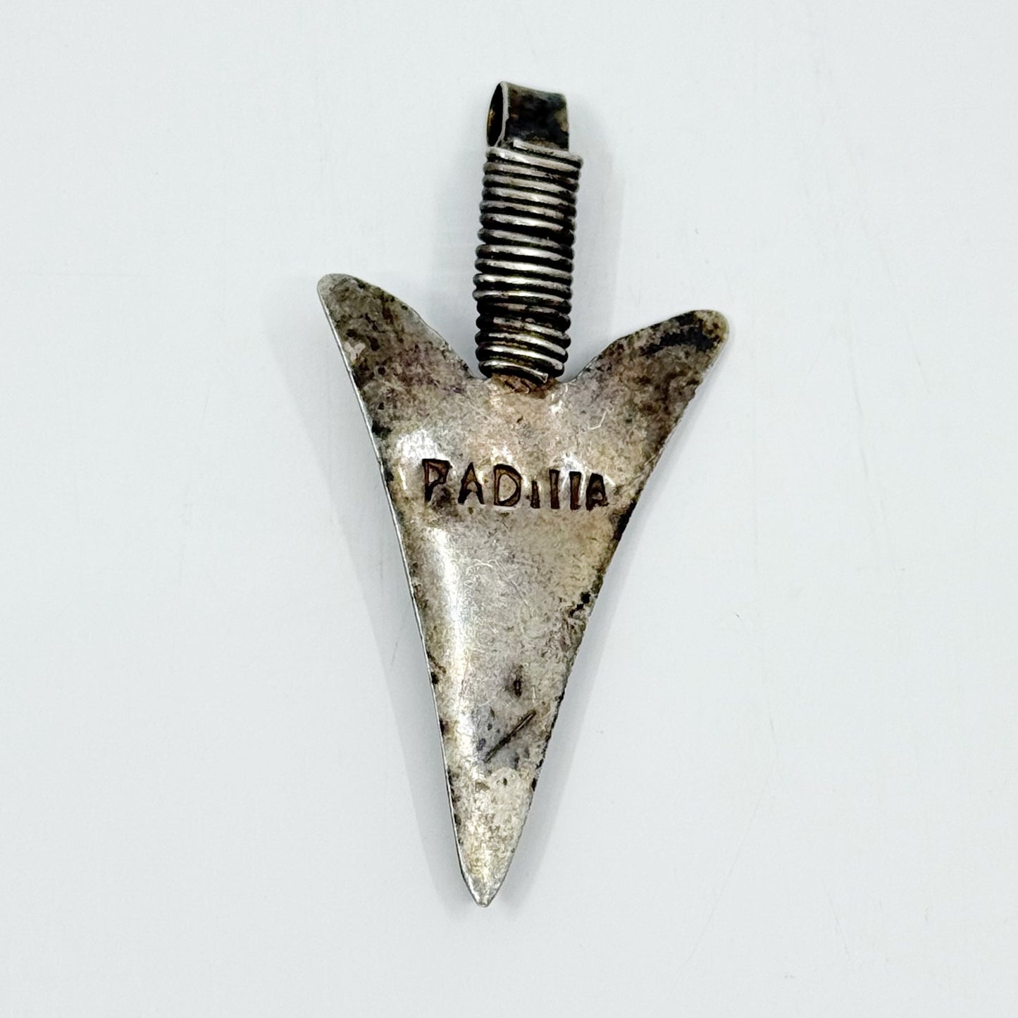 Navajo Wilson Padilla sterling silver turquoise arrowhead pendant - GM197