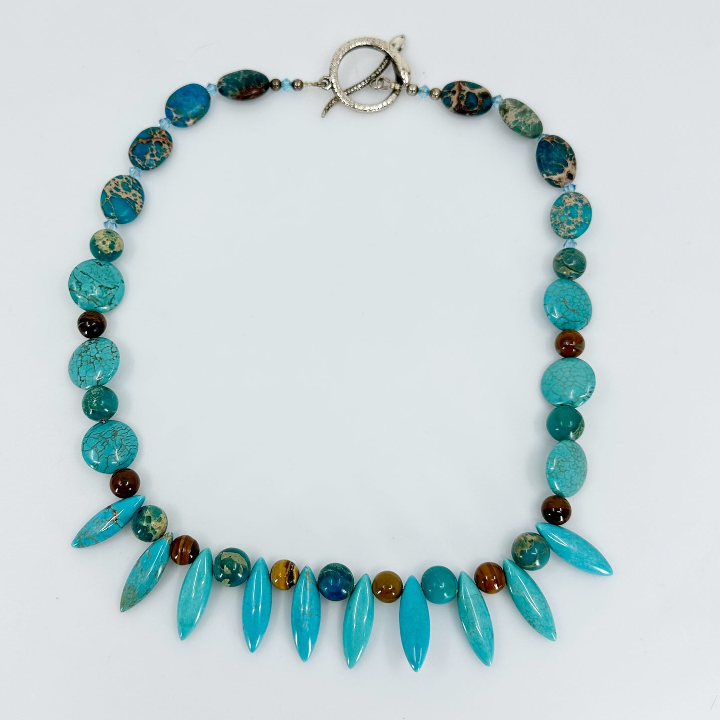 Hand Made turquoise & tiger eye bead necklace