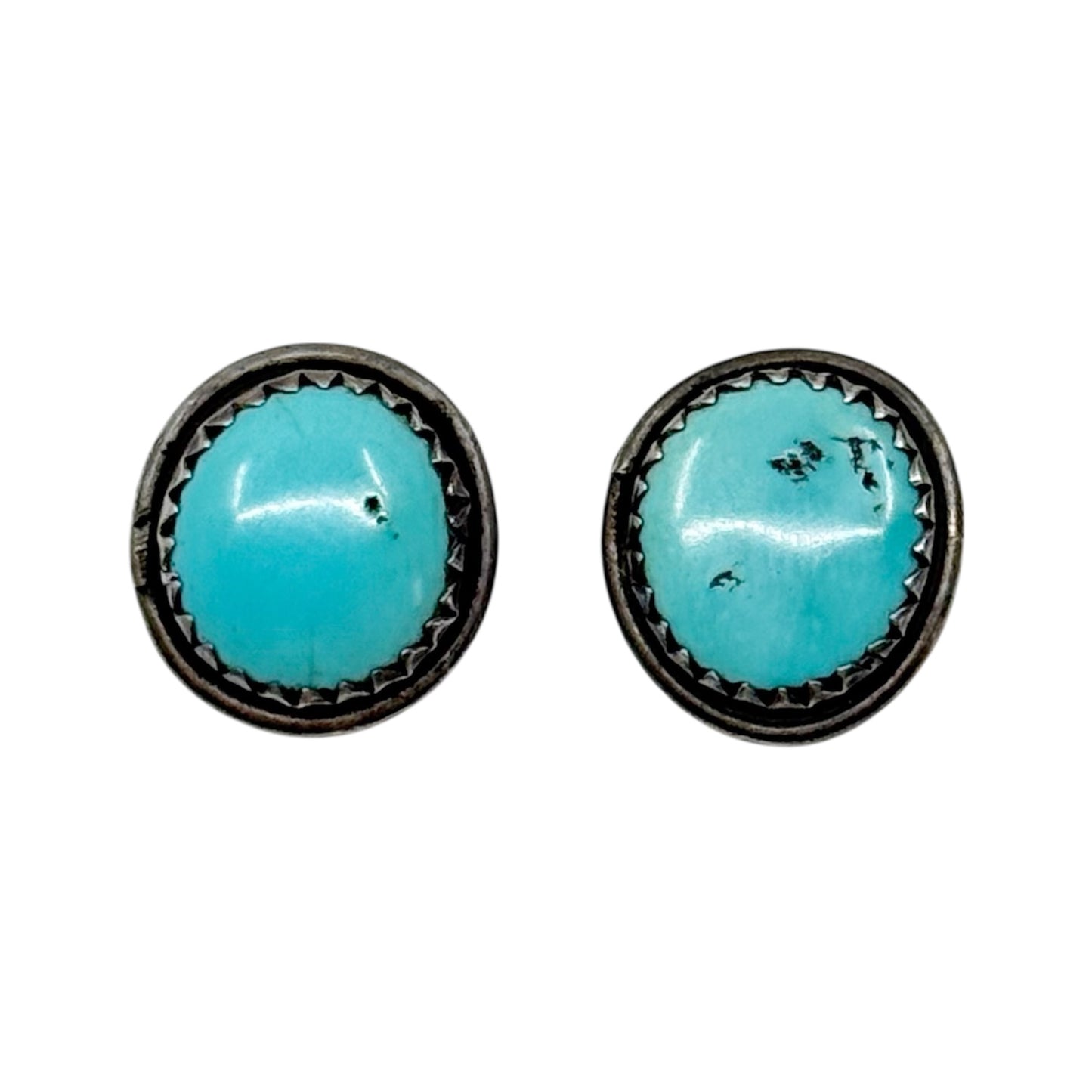 Zuni Southwestern sterling silver turquoise stud earrings - GM20