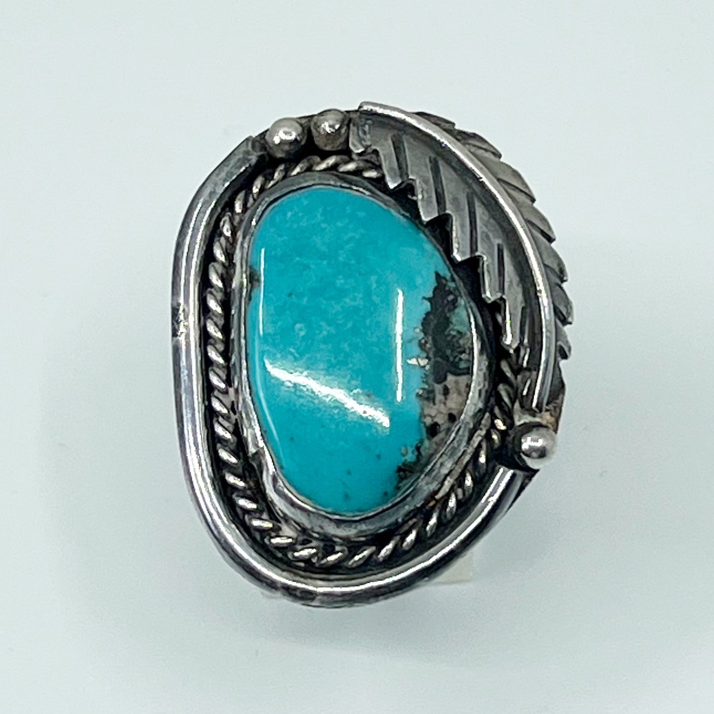 Steven Apachito Navajo sterling silver turquoise ring - GM204