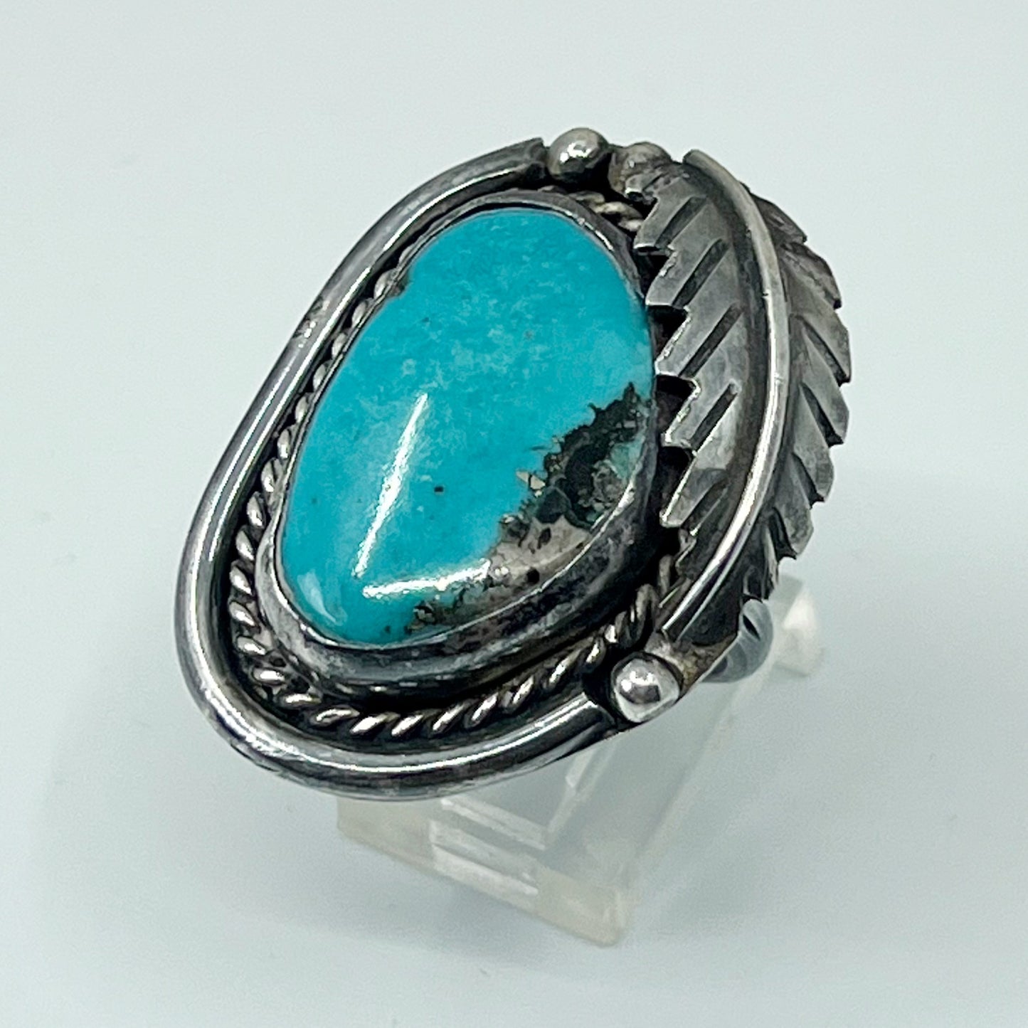 Steven Apachito Navajo sterling silver turquoise ring - GM204