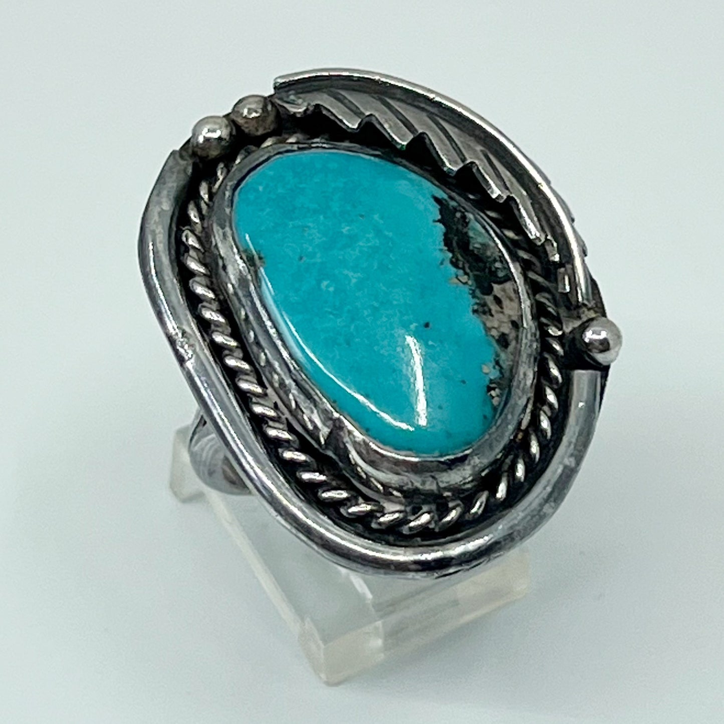 Steven Apachito Navajo sterling silver turquoise ring - GM204