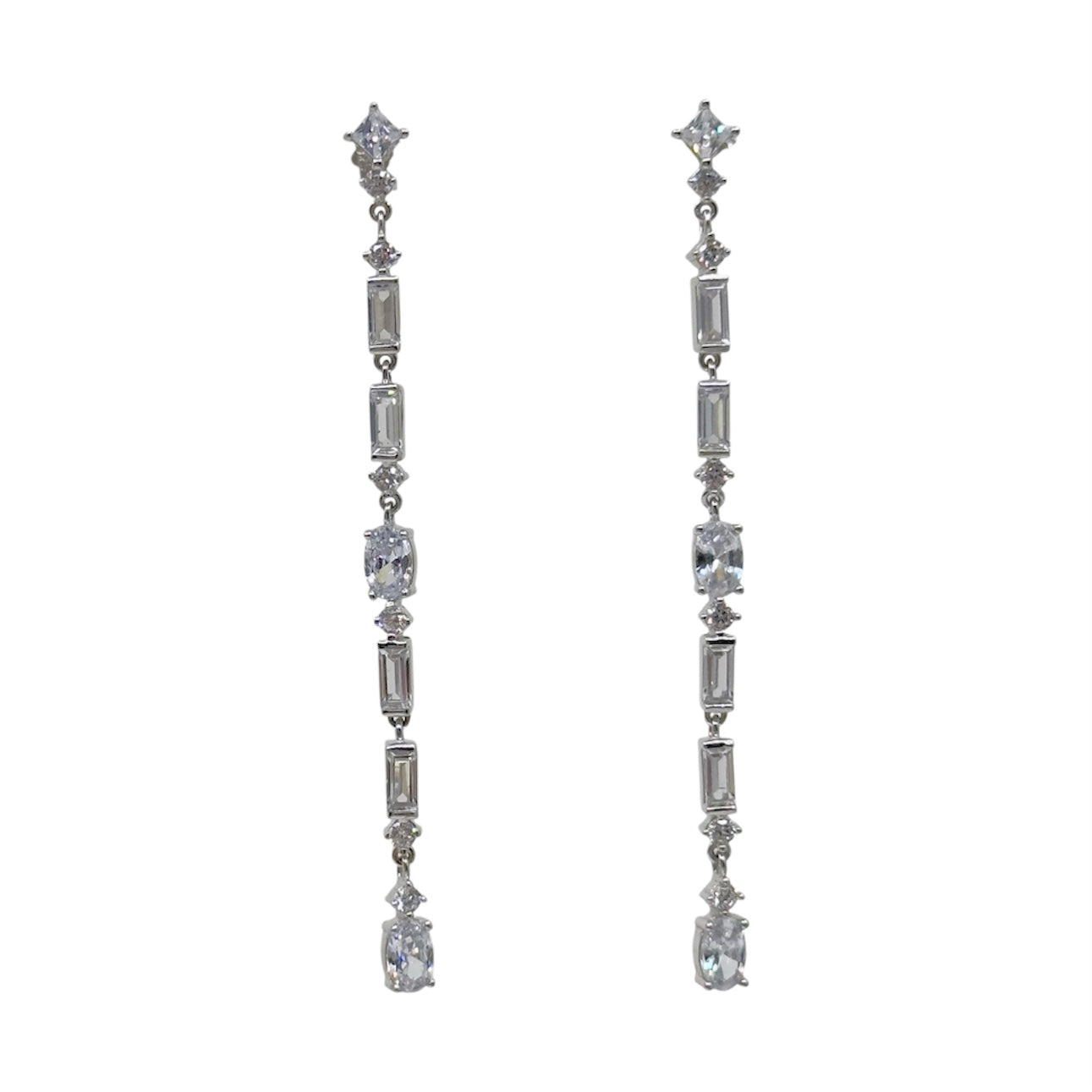 sterling silver cubic zirconia drop shoulder dust earrings - GM206