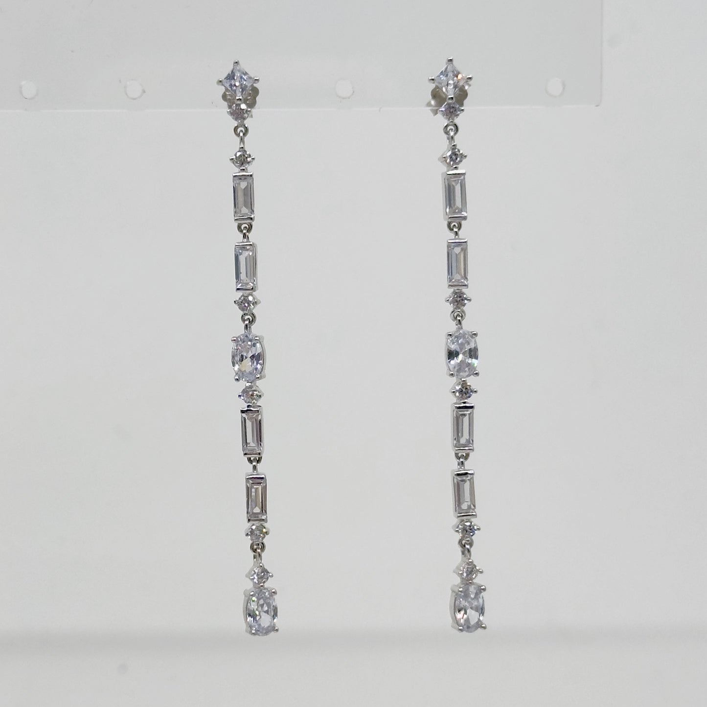 sterling silver cubic zirconia drop shoulder dust earrings - GM206