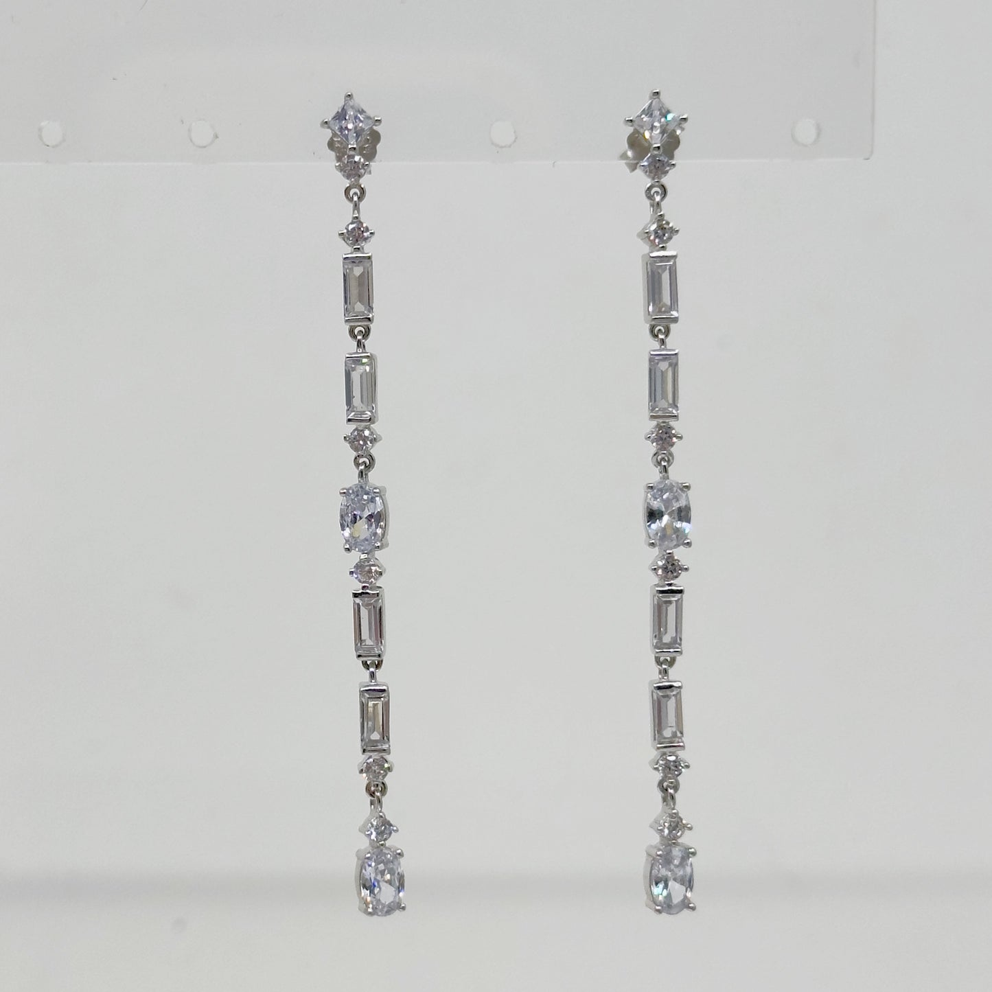sterling silver cubic zirconia drop shoulder dust earrings - GM206