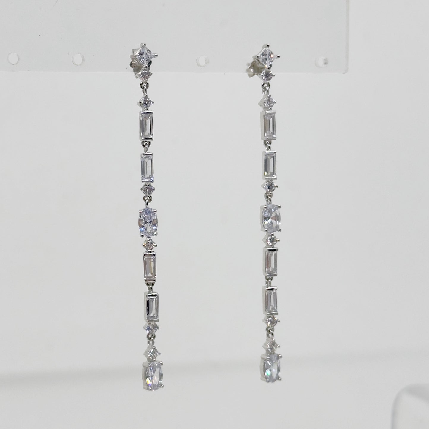 sterling silver cubic zirconia drop shoulder dust earrings - GM206