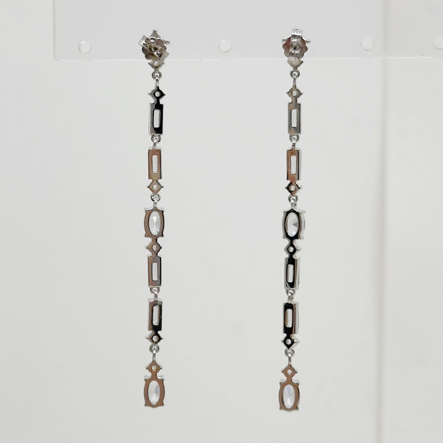 sterling silver cubic zirconia drop shoulder dust earrings - GM206