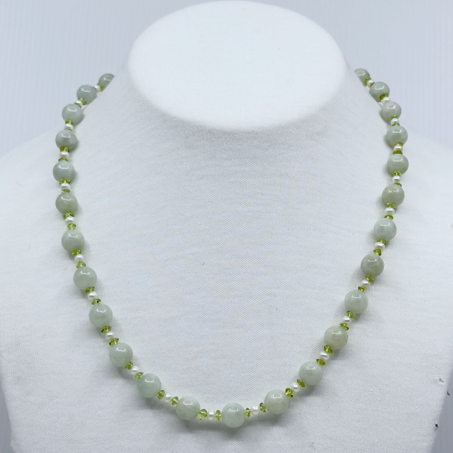 14k gold Jade pearl peridot bead necklace - GM207