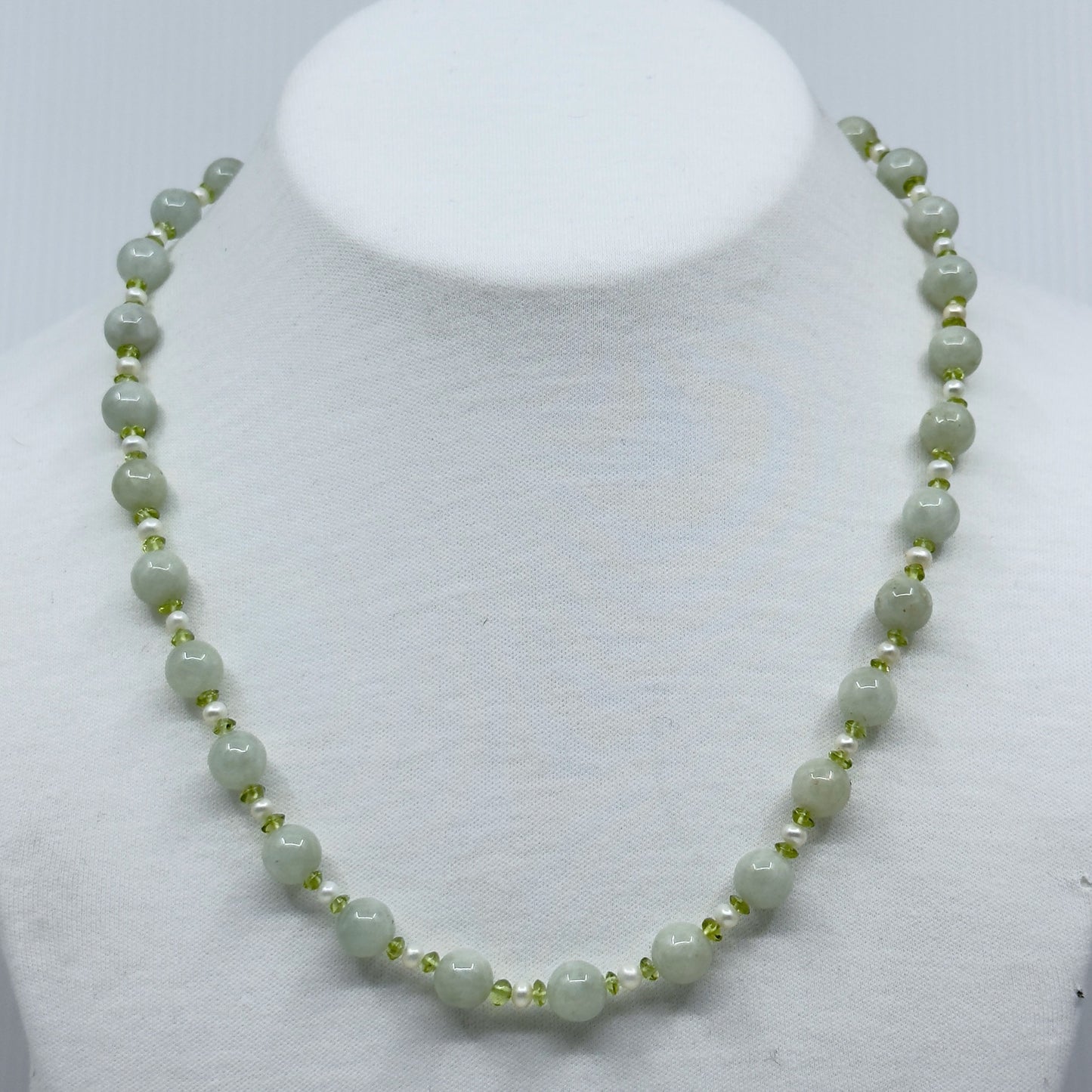 14k gold Jade pearl peridot bead necklace - GM207