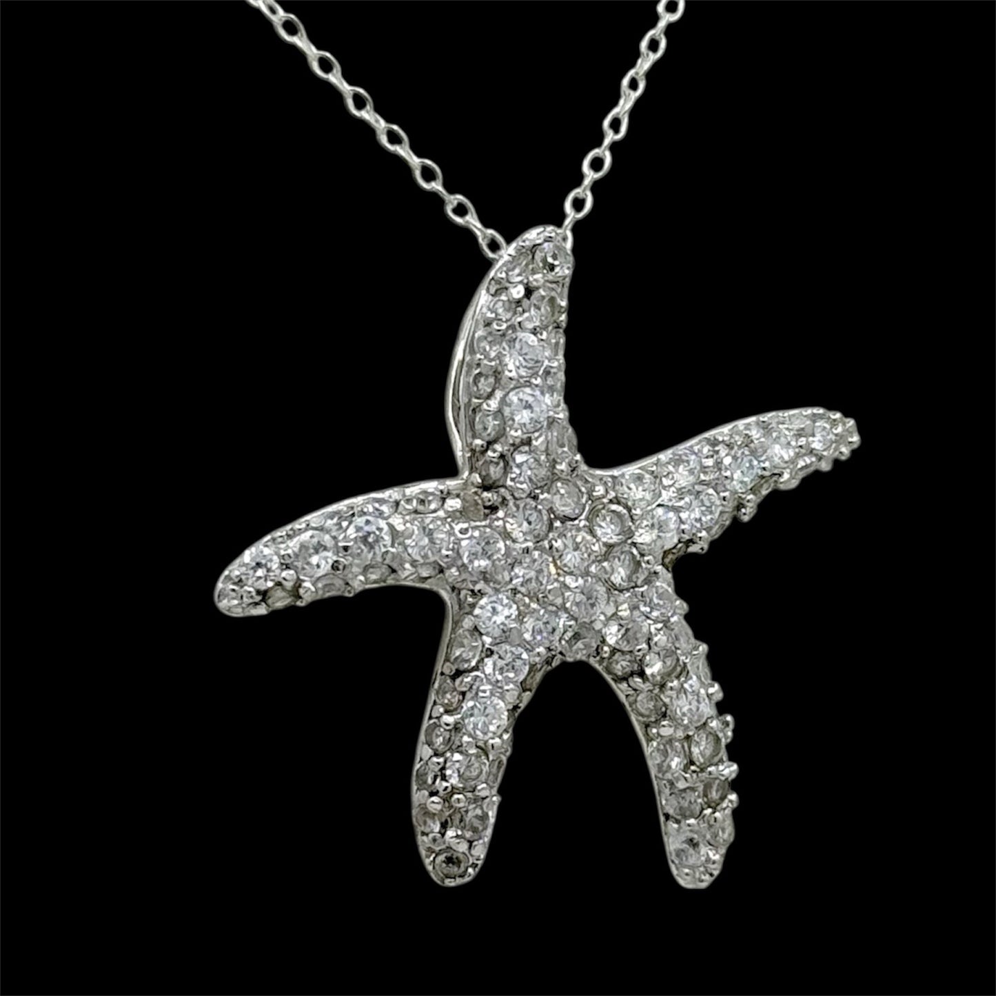 sterling silver cubic zirconia starfish pendant necklace - GM21