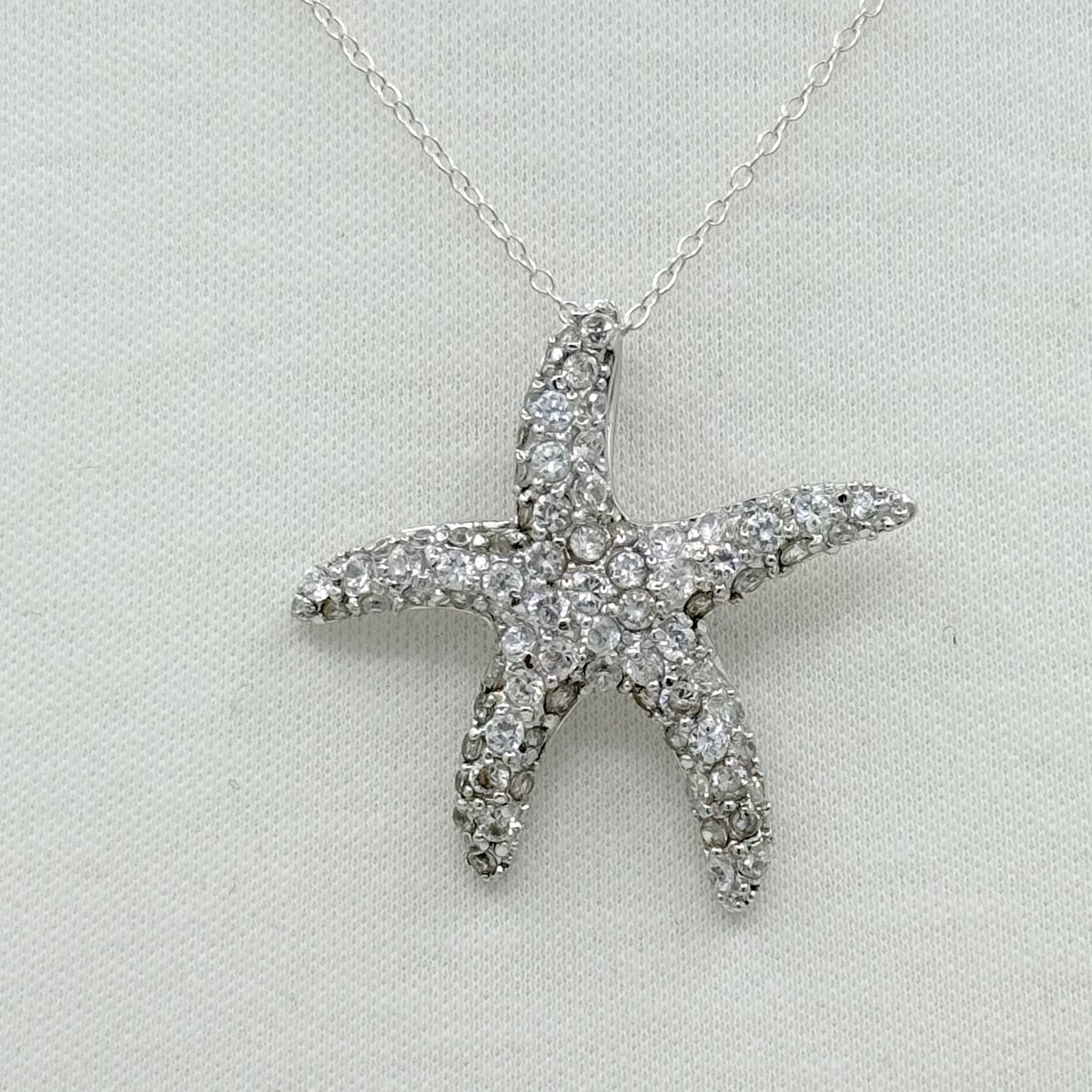 sterling silver cubic zirconia starfish pendant necklace - GM21
