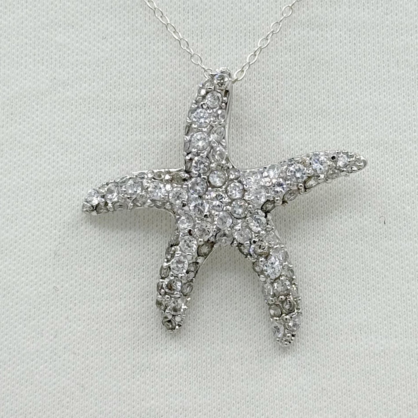 sterling silver cubic zirconia starfish pendant necklace - GM21