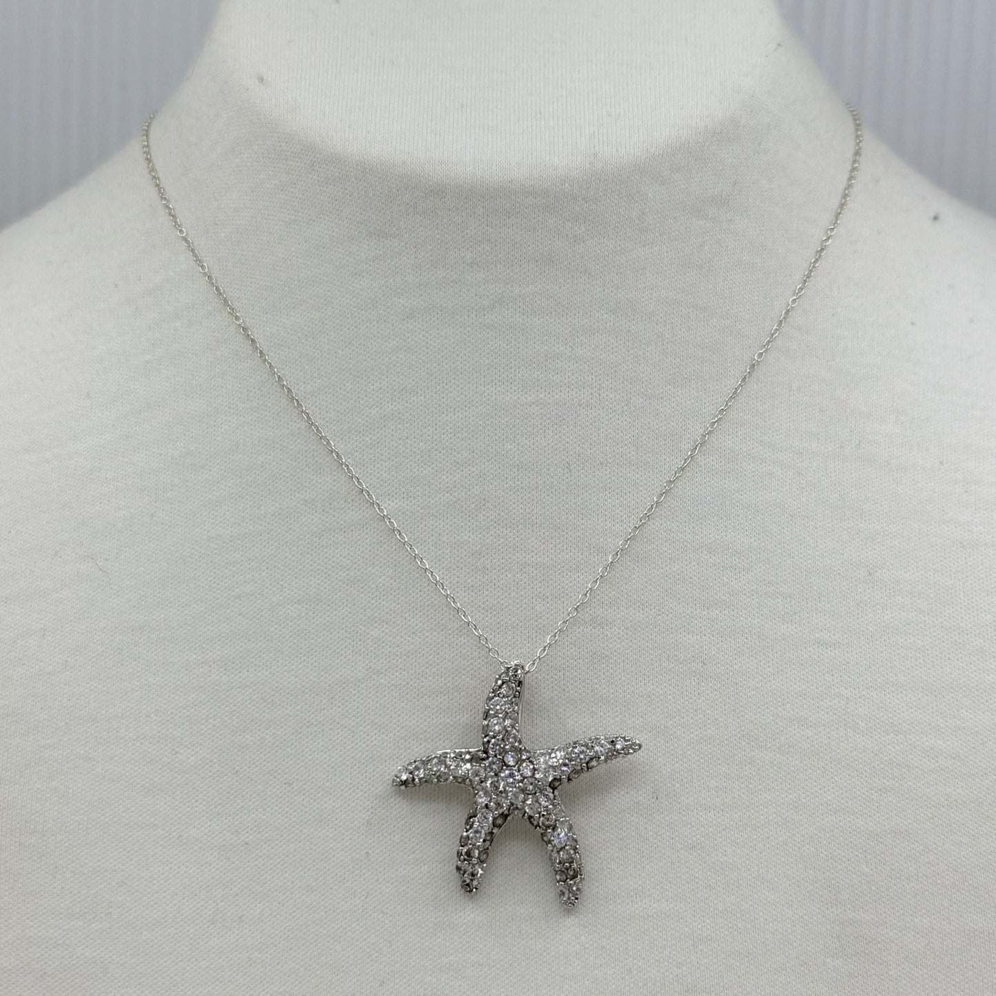 sterling silver cubic zirconia starfish pendant necklace - GM21
