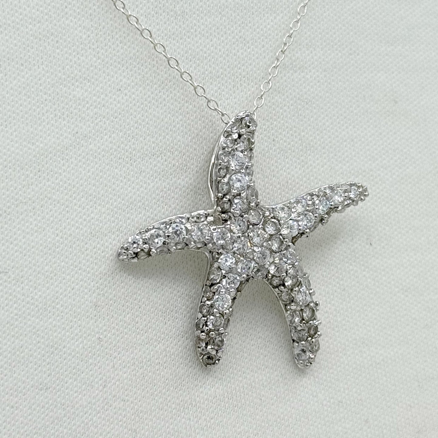 sterling silver cubic zirconia starfish pendant necklace - GM21