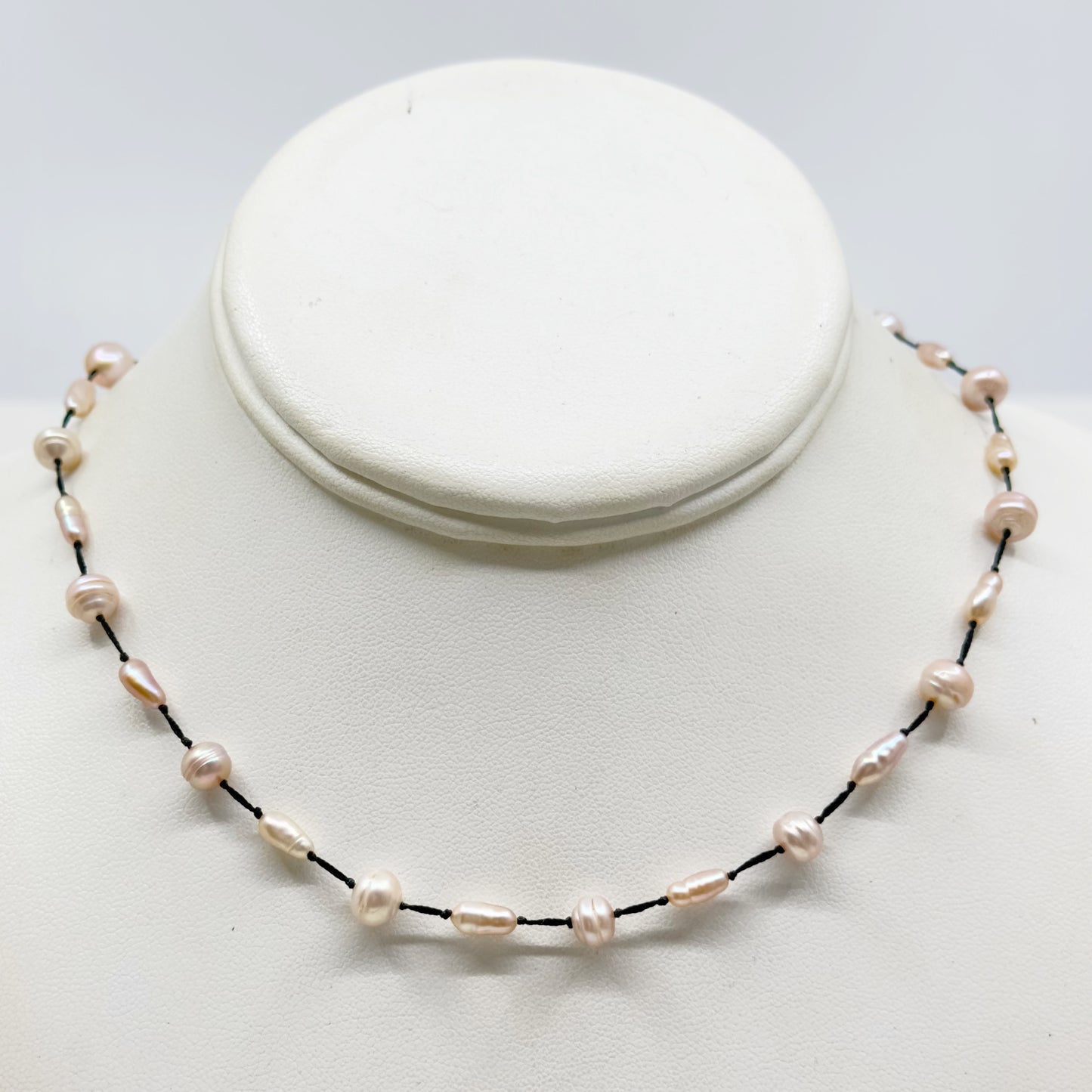 Hand Made Sterling silver freshwater Mauve pearl necklace - GM215