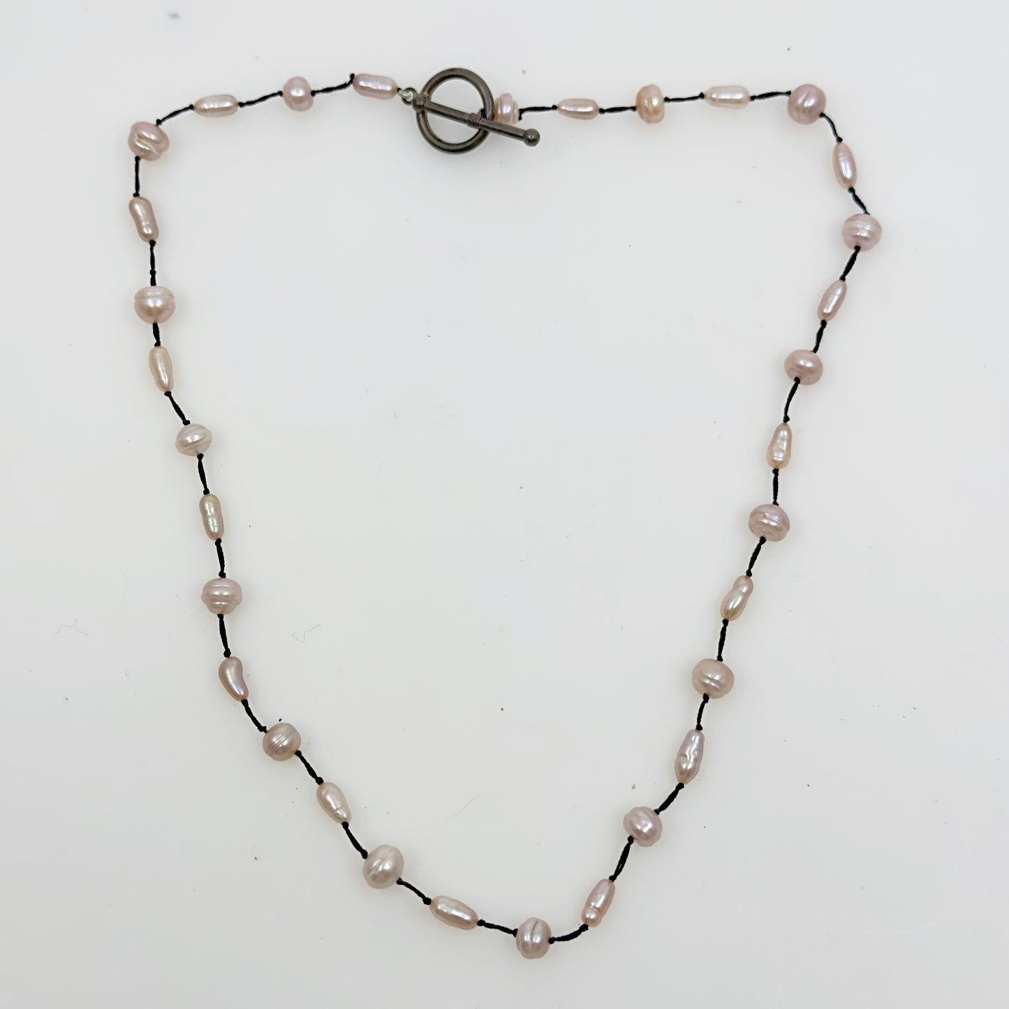 Hand Made Sterling silver freshwater Mauve pearl necklace - GM215