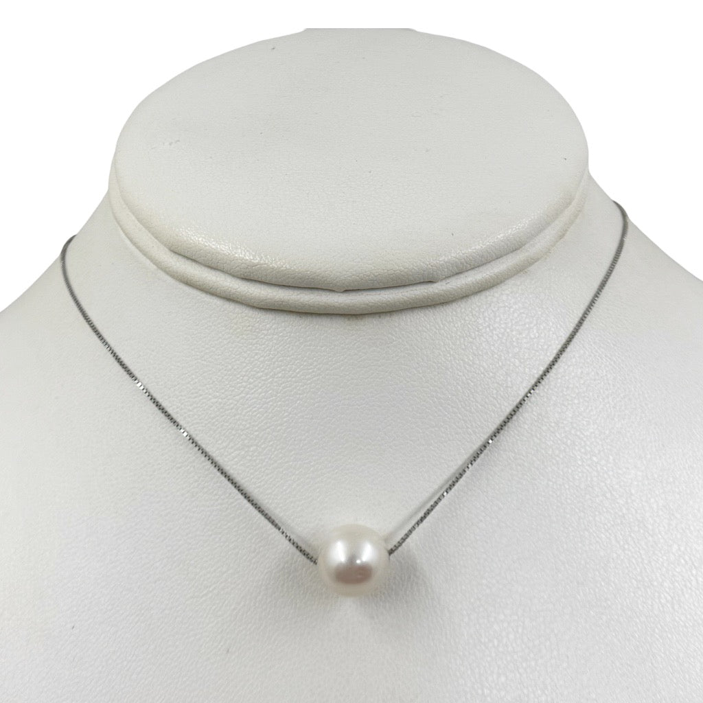 sterling silver 10mm Freshwater Pearl pendant necklace - GM216