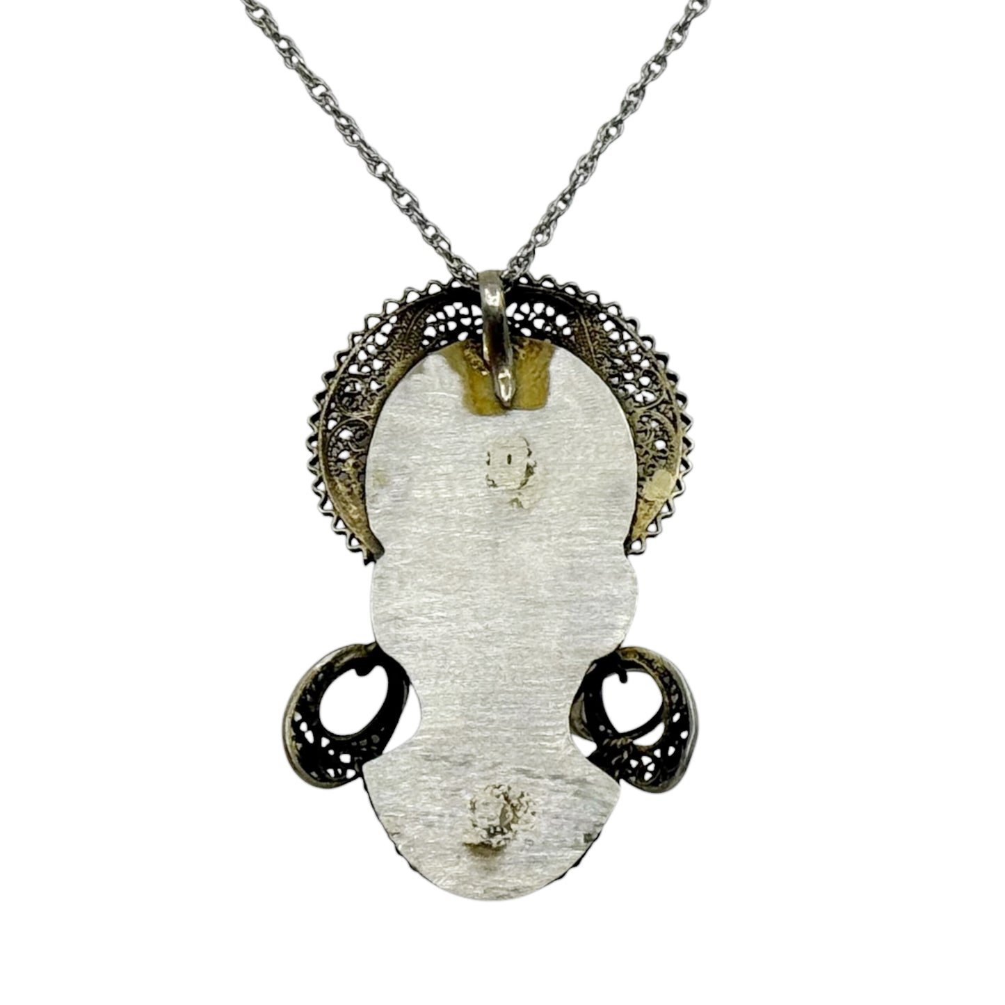 Vintage sterling silver blackamoor filigree pendant - GM216