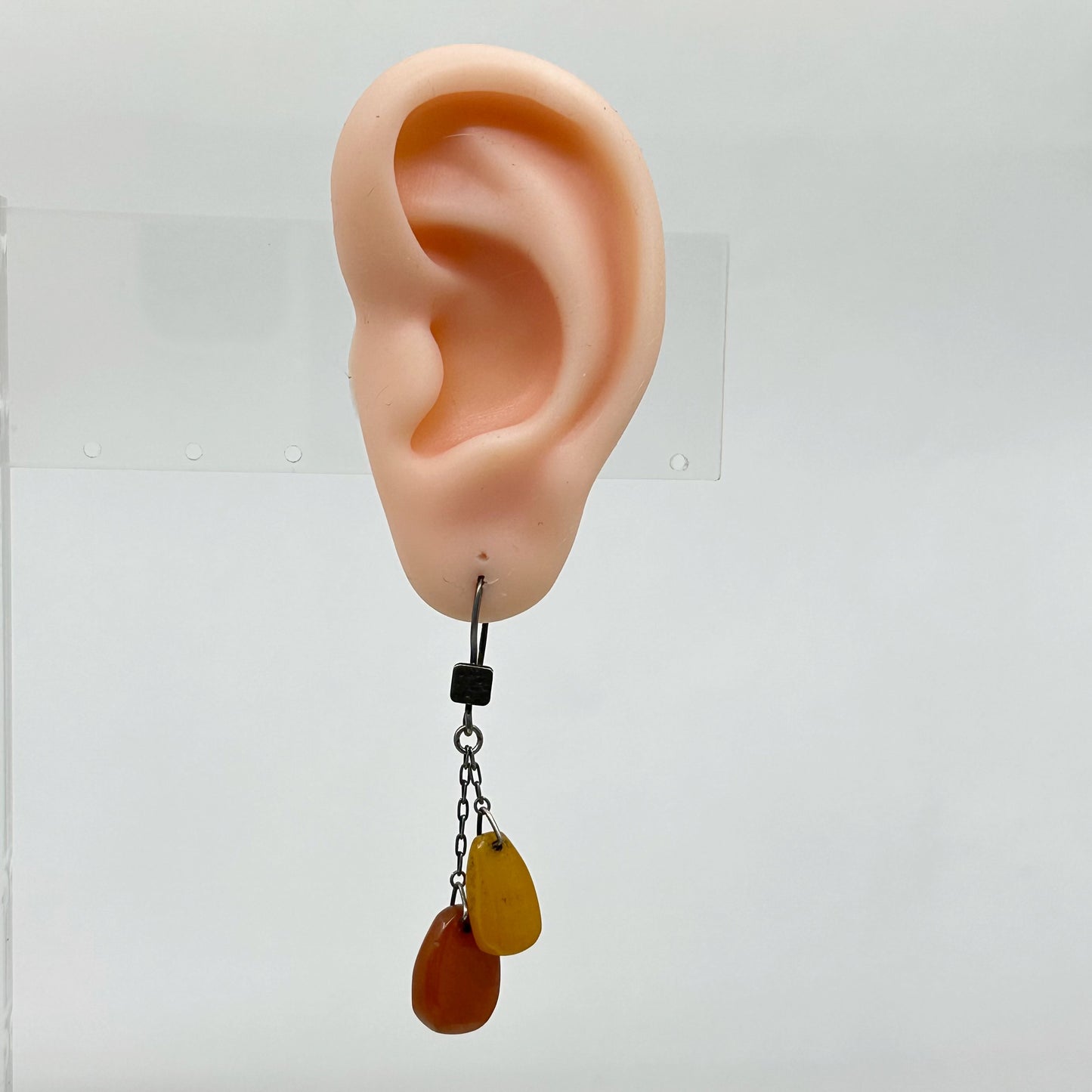 Russian 875 silver butterscotch amber earrings - GM221