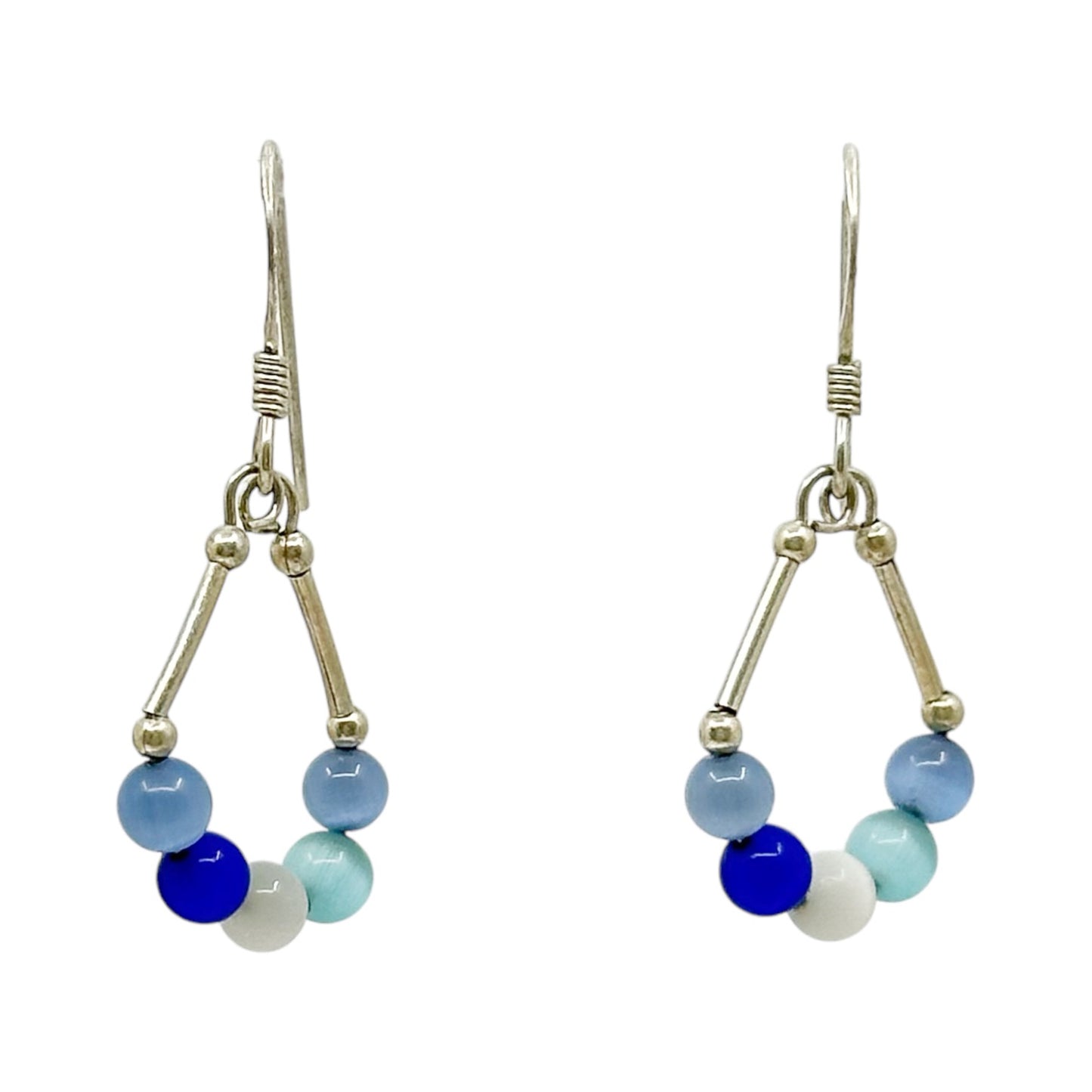 Hand Made sterling silver cat's eye bead earrings - GM222