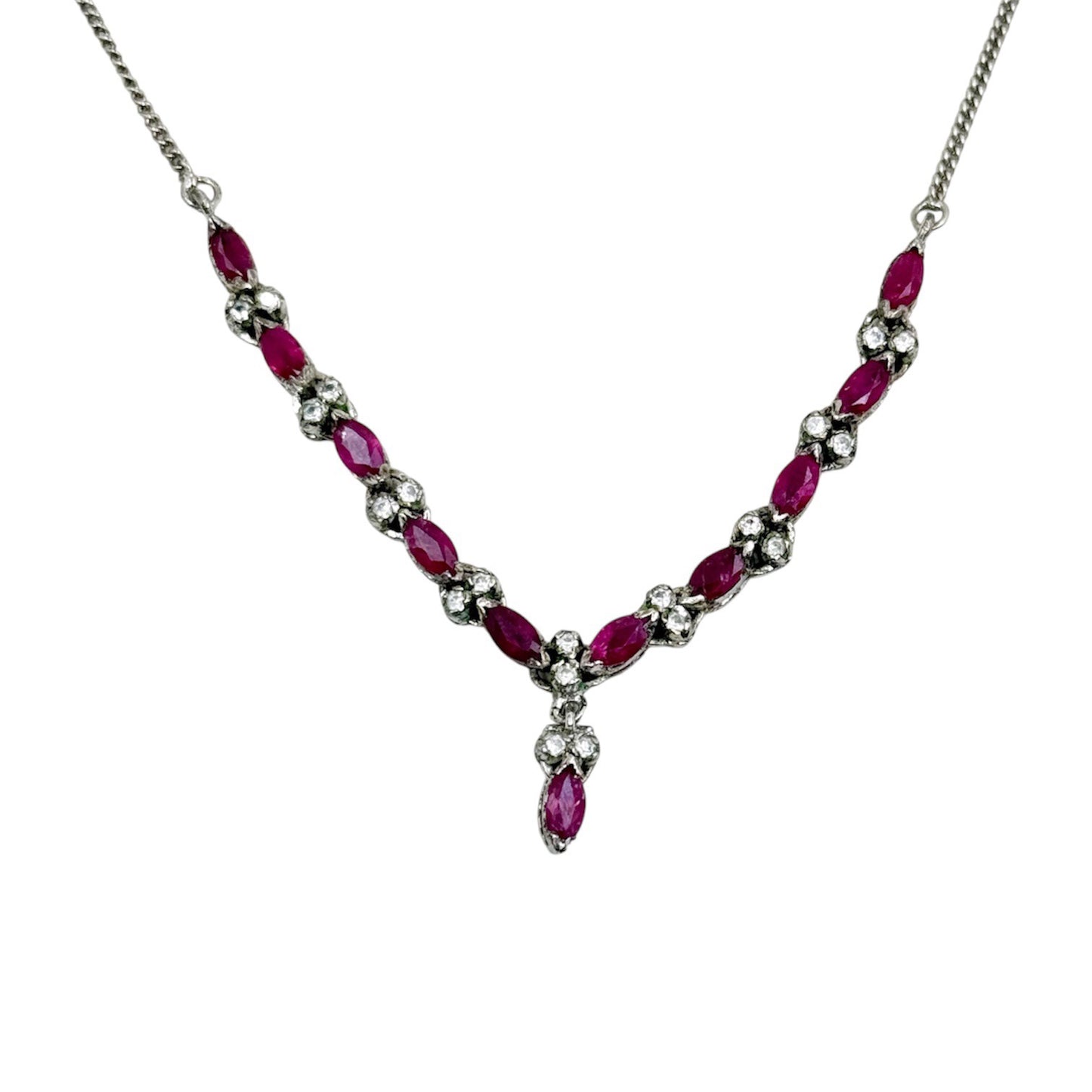 sterling silver ruby & cubic zirconia necklace - GM230