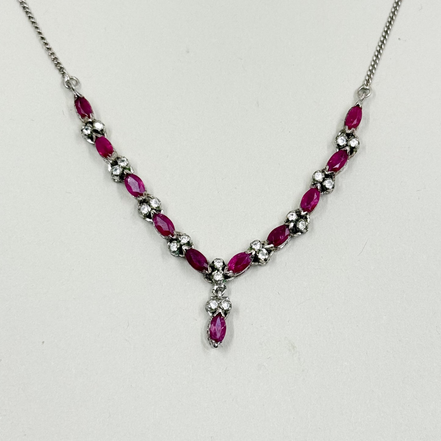 sterling silver ruby & cubic zirconia necklace - GM230
