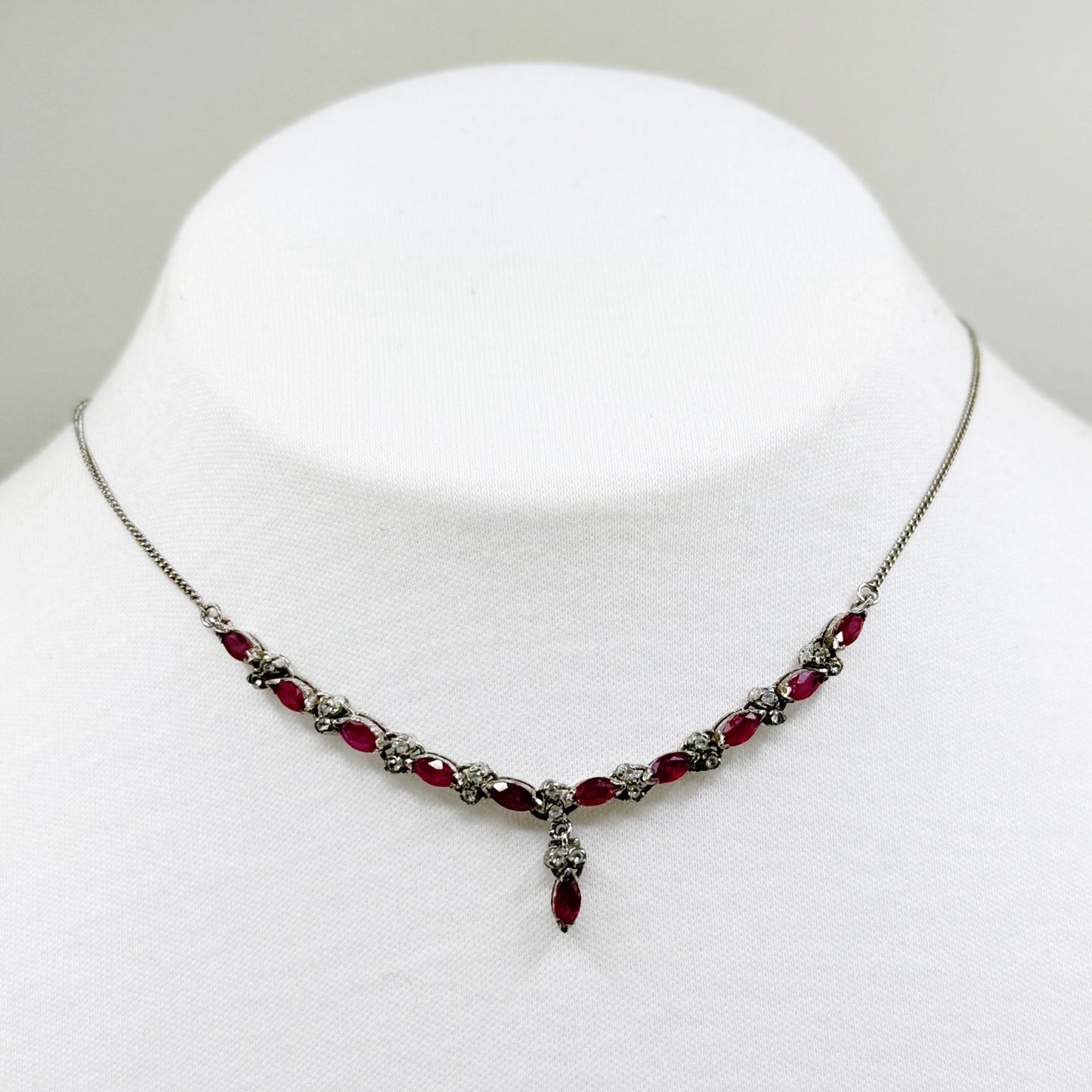 sterling silver ruby & cubic zirconia necklace - GM230