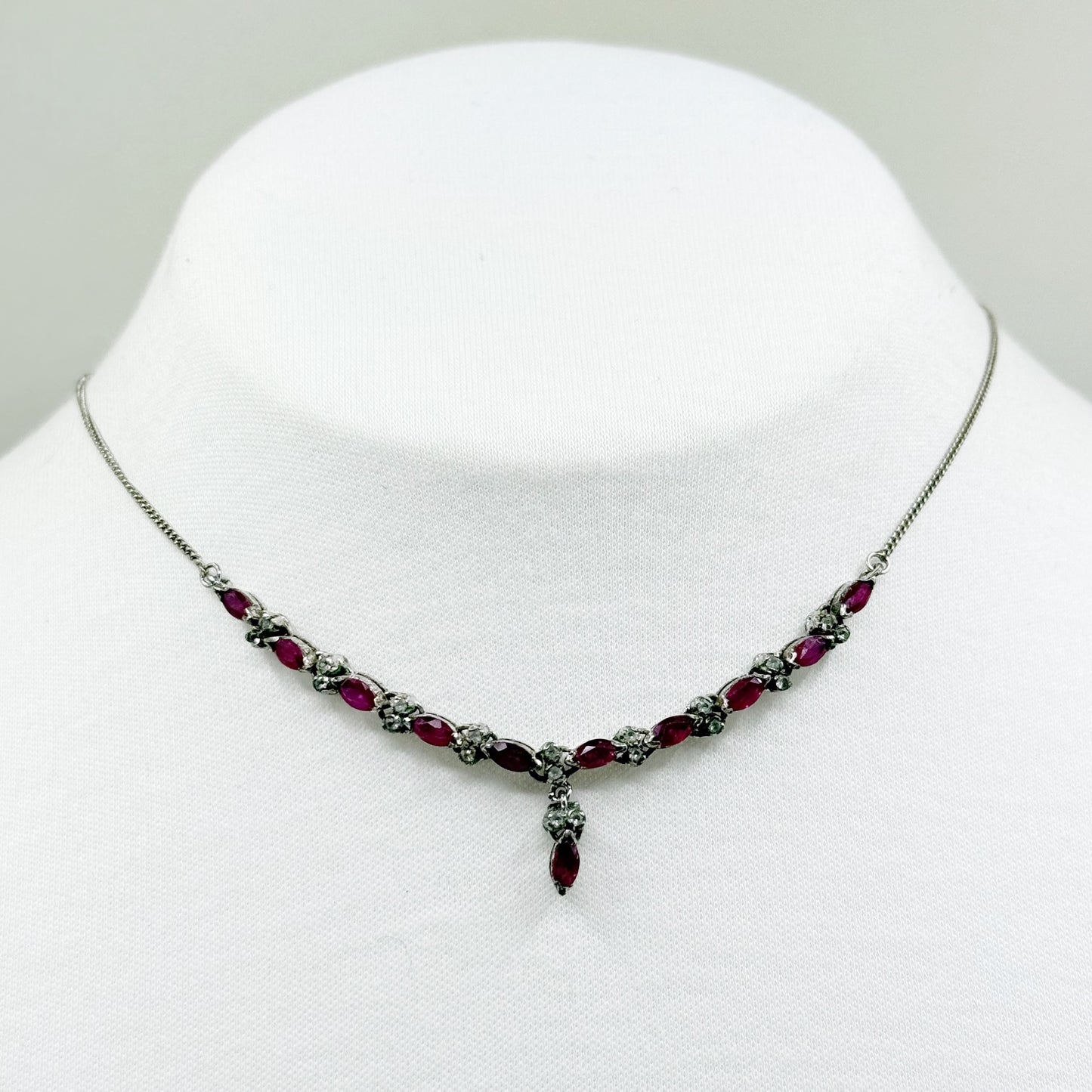 sterling silver ruby & cubic zirconia necklace - GM230