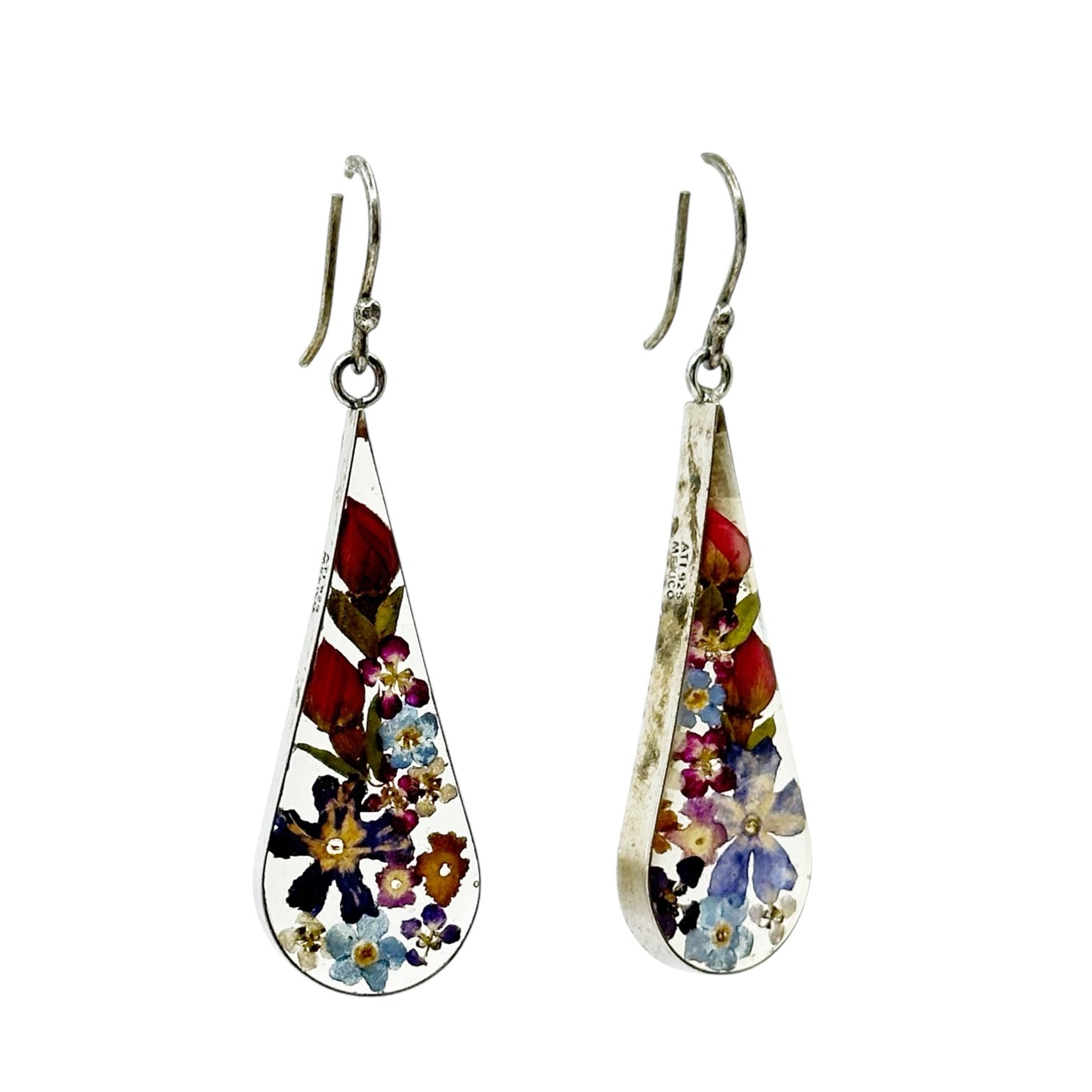 Sterling silver dry flower acrylic earrings - GM232