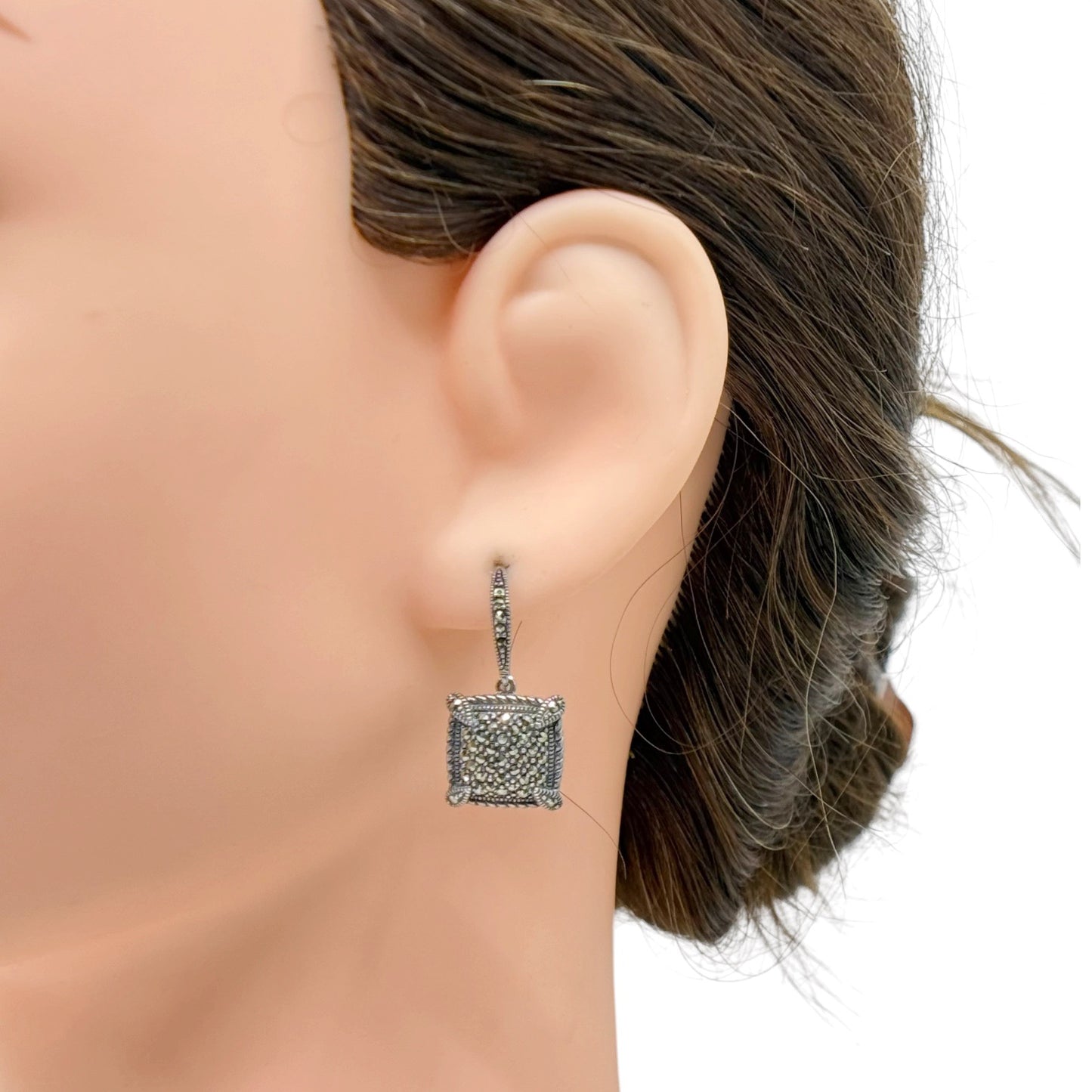 Marc sterling silver marcasite drop earrings - GM234