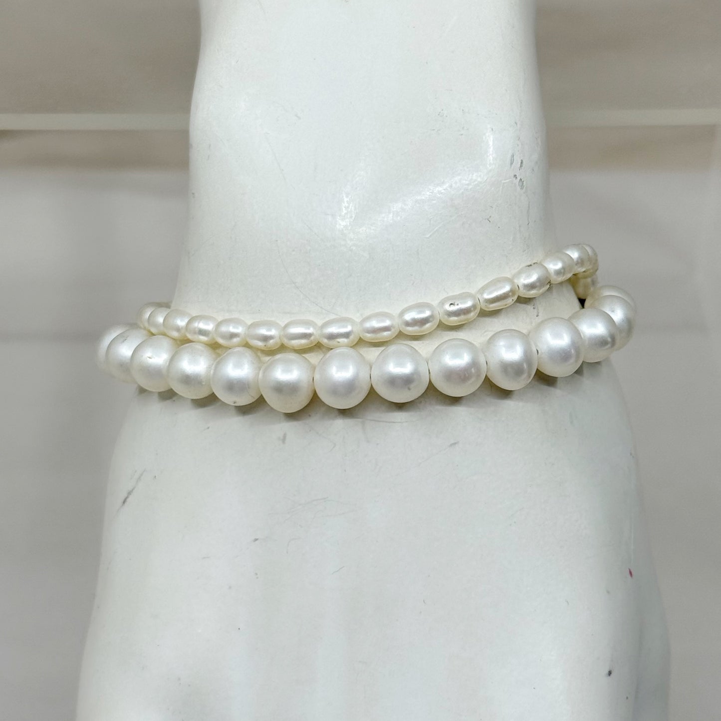 sterling silver freshwater pearl double strand bracelet - GM235