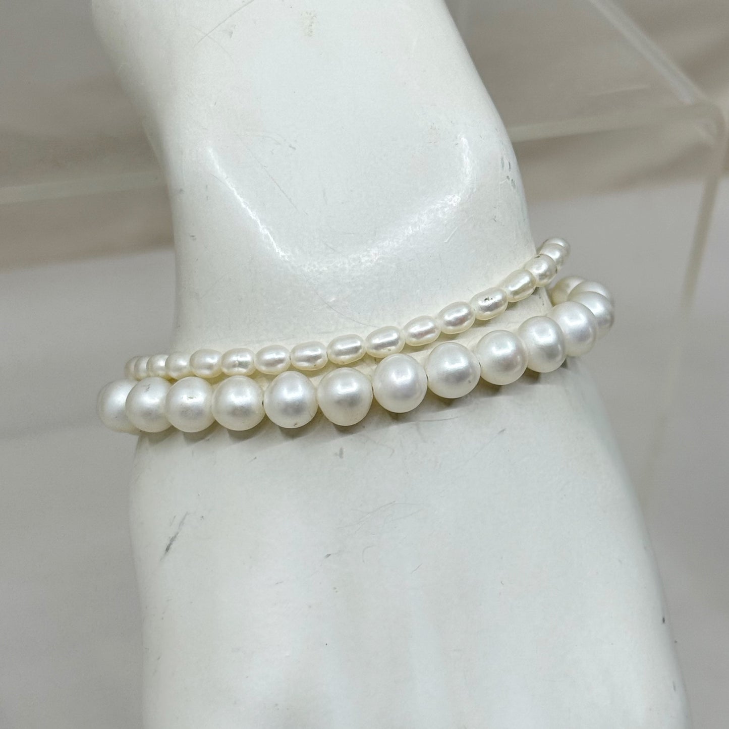 sterling silver freshwater pearl double strand bracelet - GM235