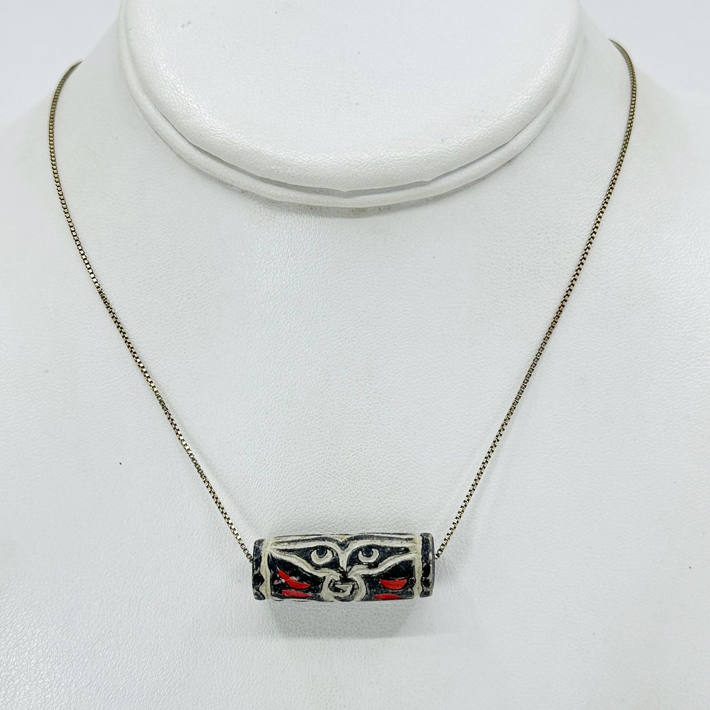 Sterling silver Buddha wisdom eyes bead necklace - GM238