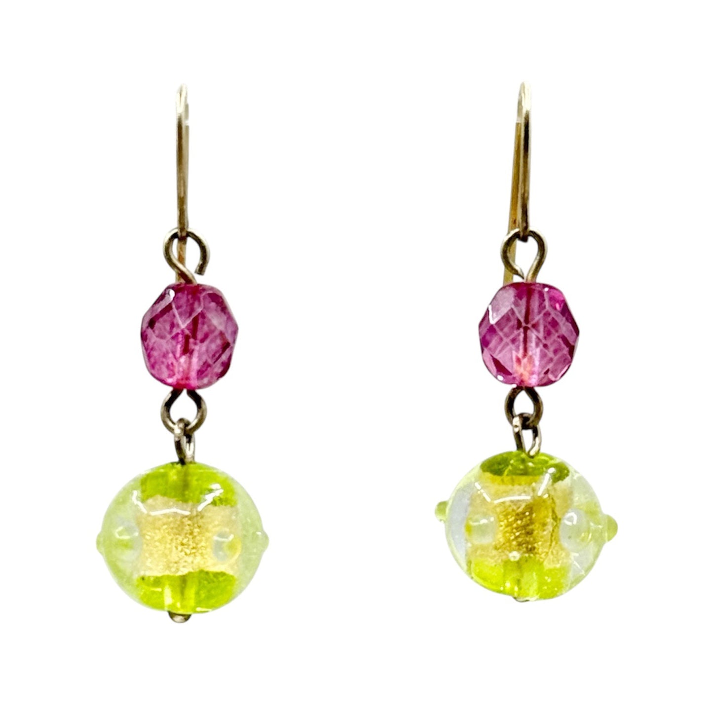 Gold Vermeil Sterling silver foil glass earrings - GM242