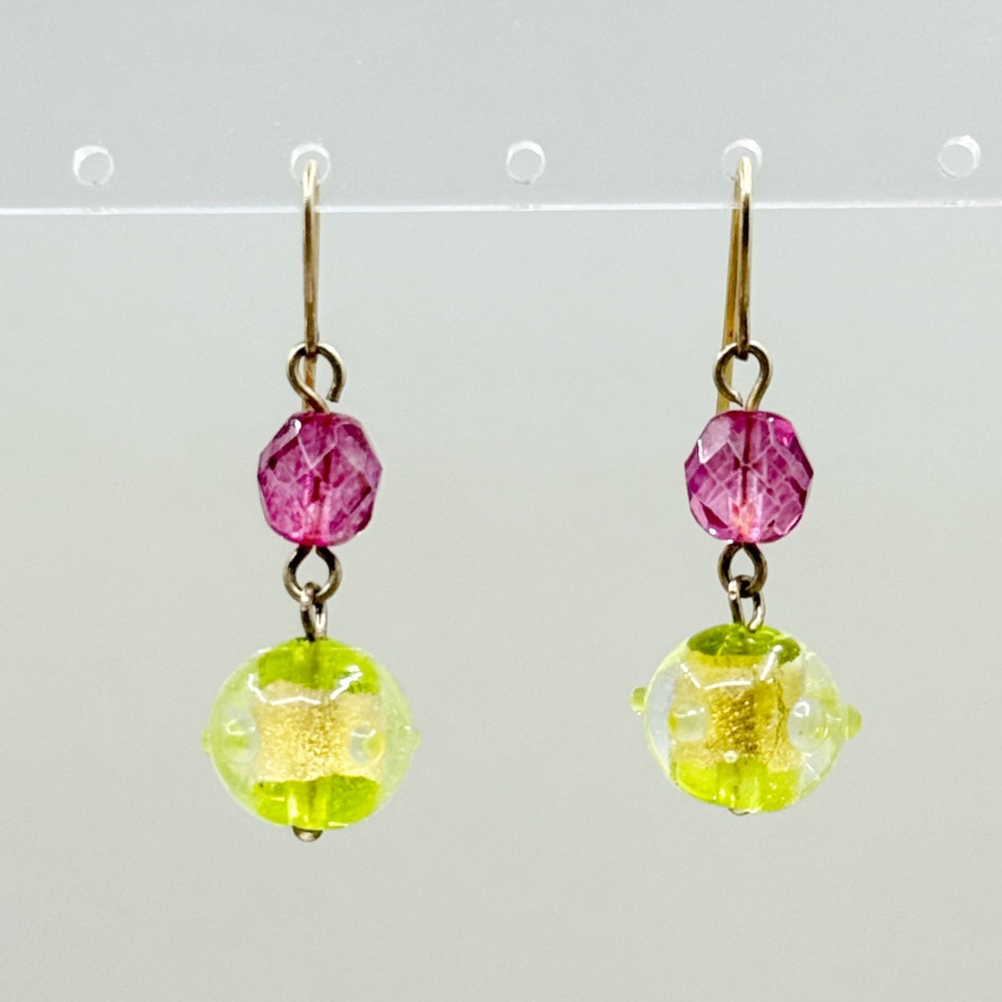 Gold Vermeil Sterling silver foil glass earrings - GM242