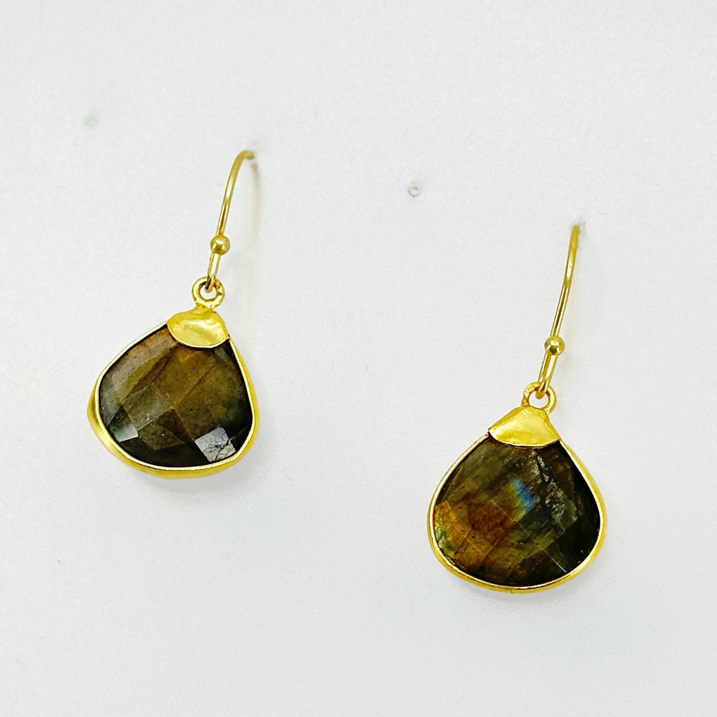 Gold Vermeil sterling silver labradorite drop earrings - GM245