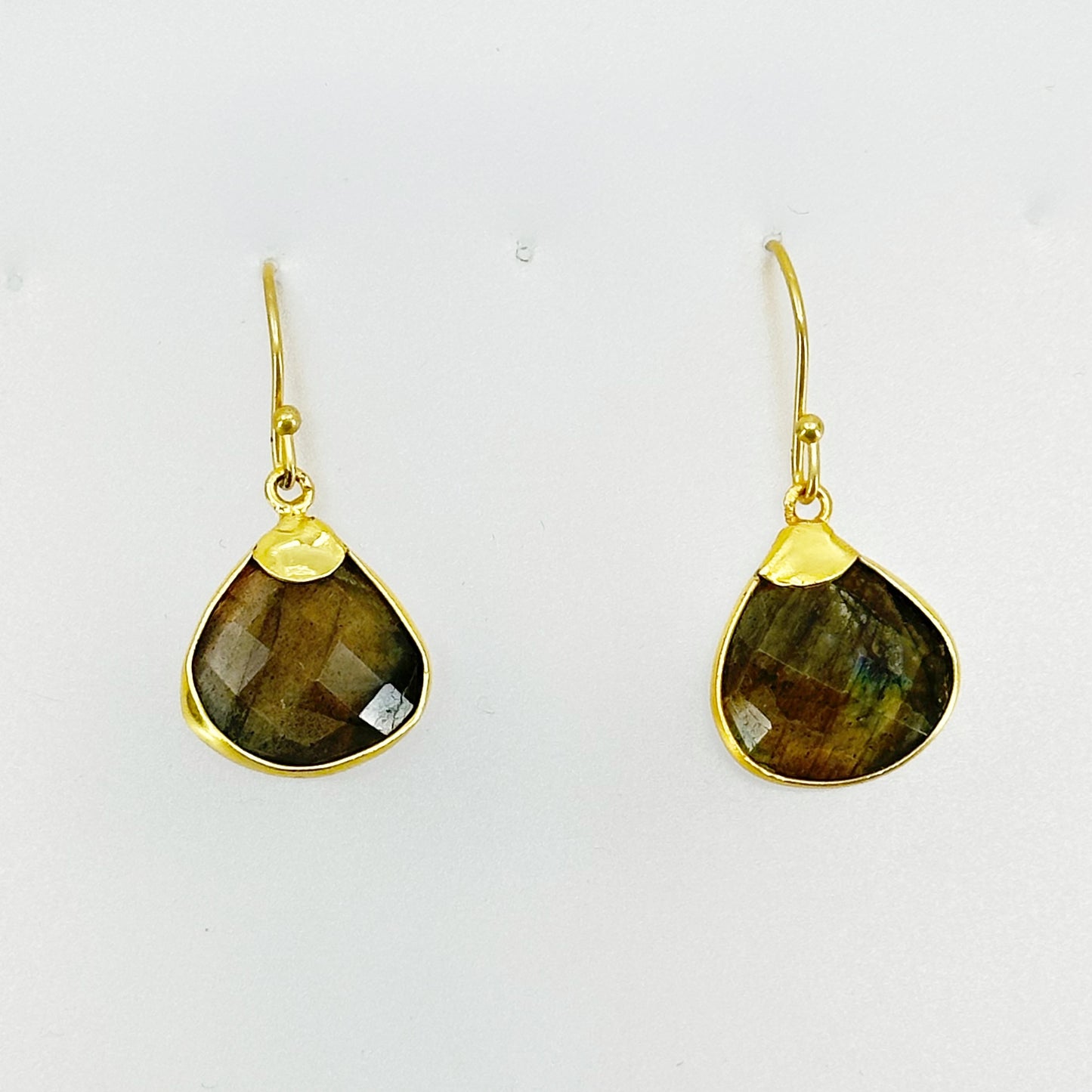 Gold Vermeil sterling silver labradorite drop earrings - GM245