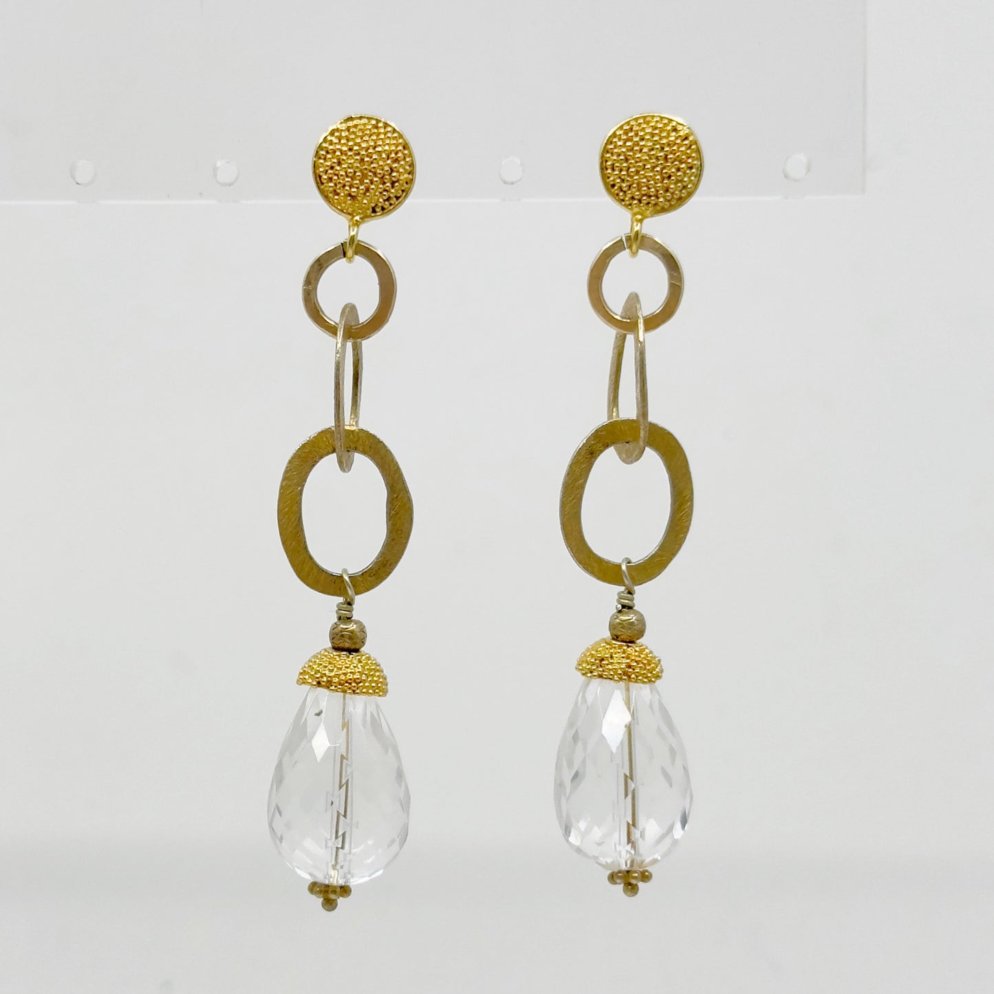 gold over sterling silver quartz drop earrings - GM246