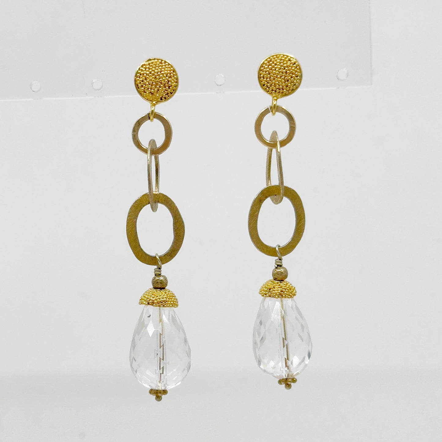 gold over sterling silver quartz drop earrings - GM246