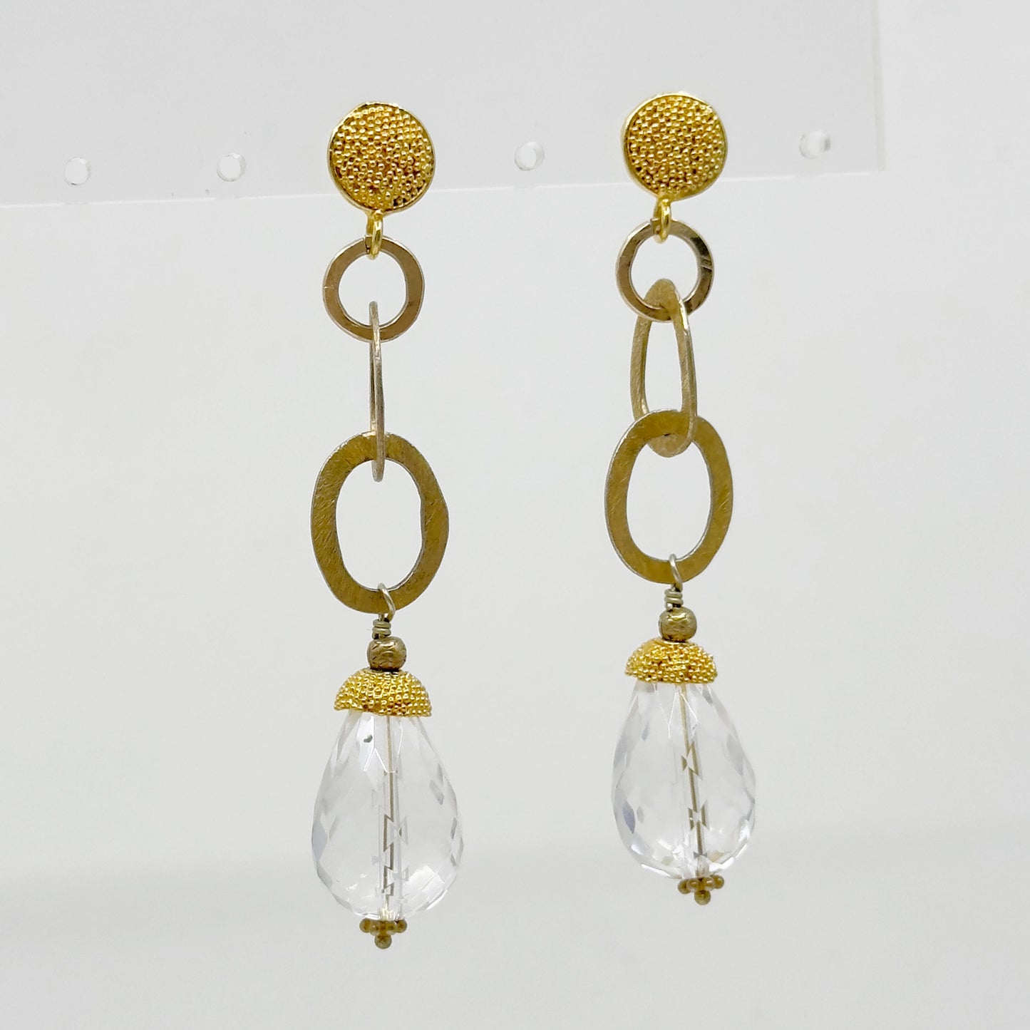 gold over sterling silver quartz drop earrings - GM246