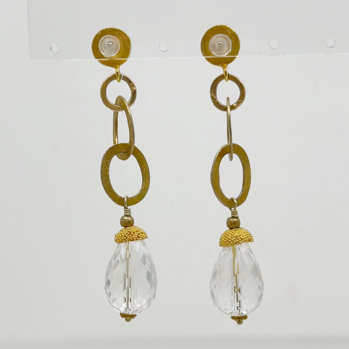 gold over sterling silver quartz drop earrings - GM246