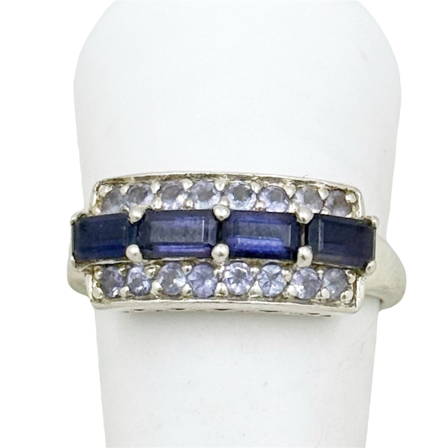 sterling silver amethysts cubic zirconia ring - GM249