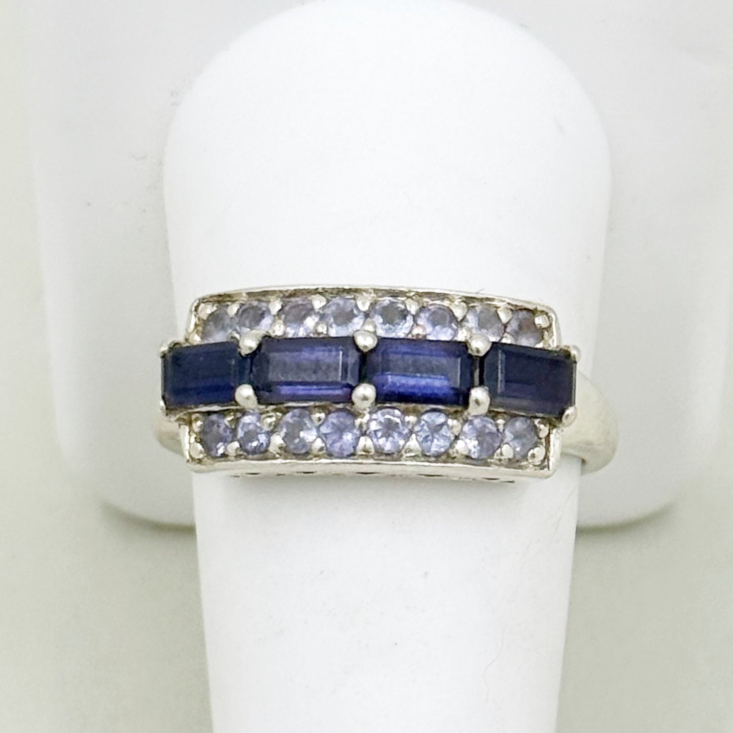 sterling silver amethysts cubic zirconia ring - GM249