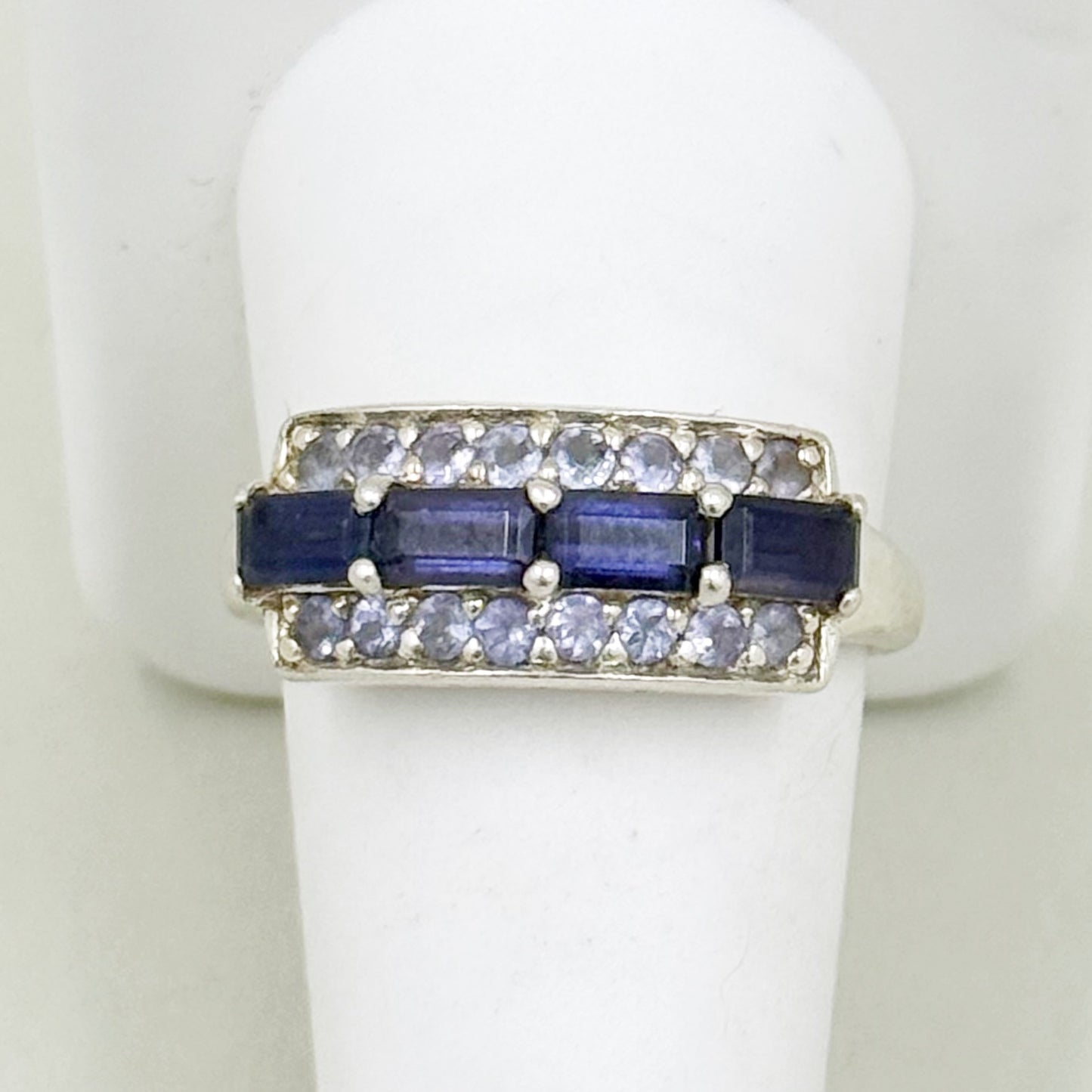 sterling silver amethysts cubic zirconia ring - GM249