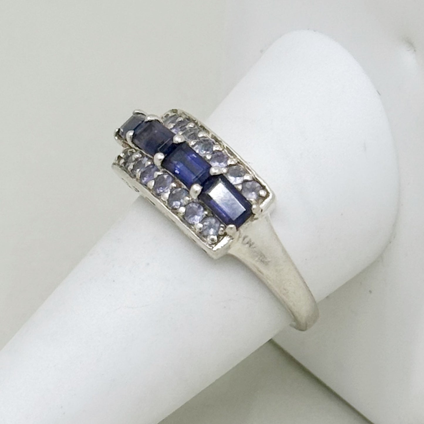 sterling silver amethysts cubic zirconia ring - GM249