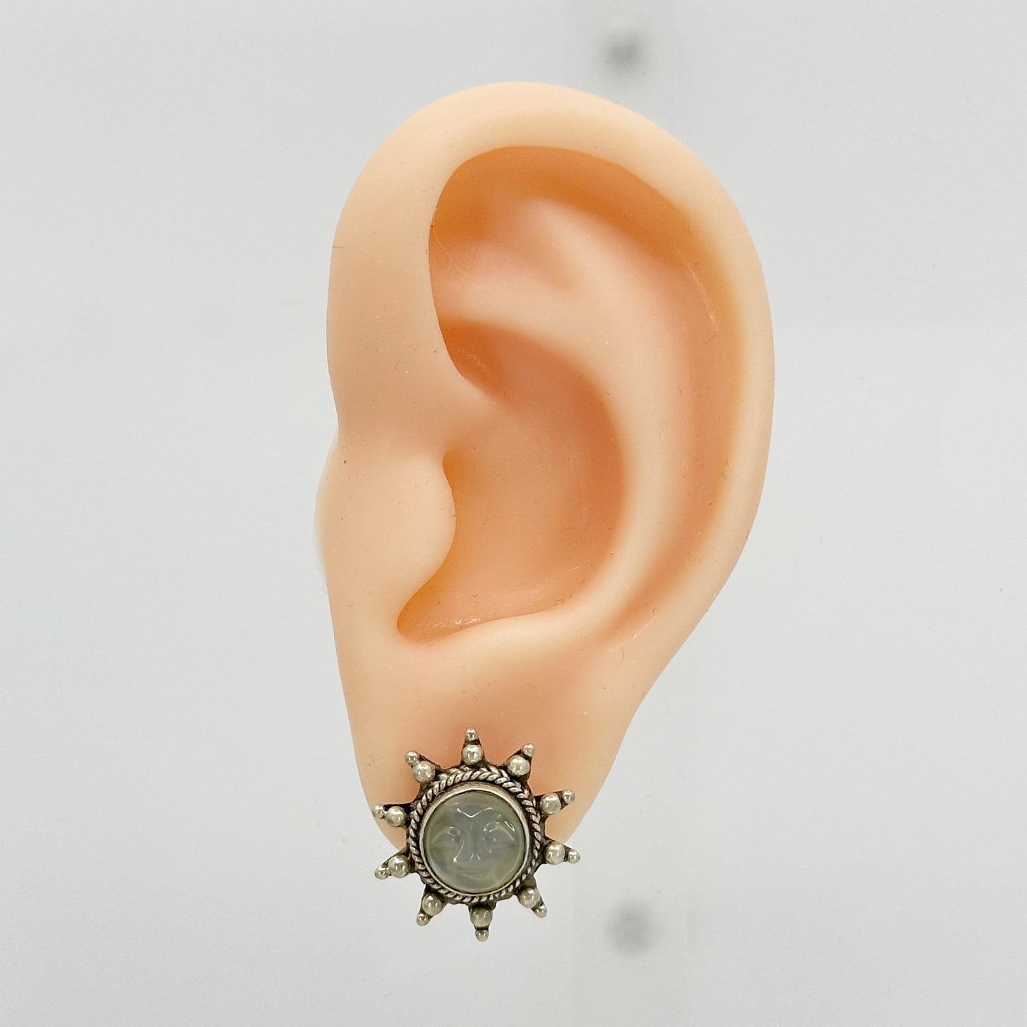 Sajen Sterling silver carved moonstone sun earrings - GM254
